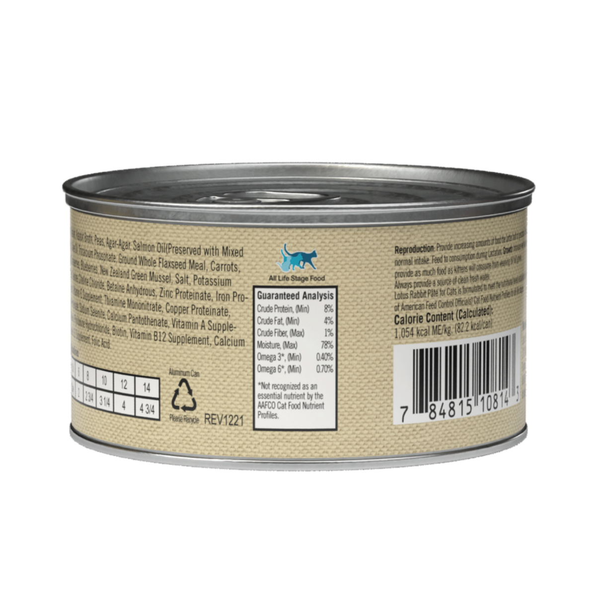 Lotus Rabbit Pate Grain-Free Canned Cat Food, 2.75 oz