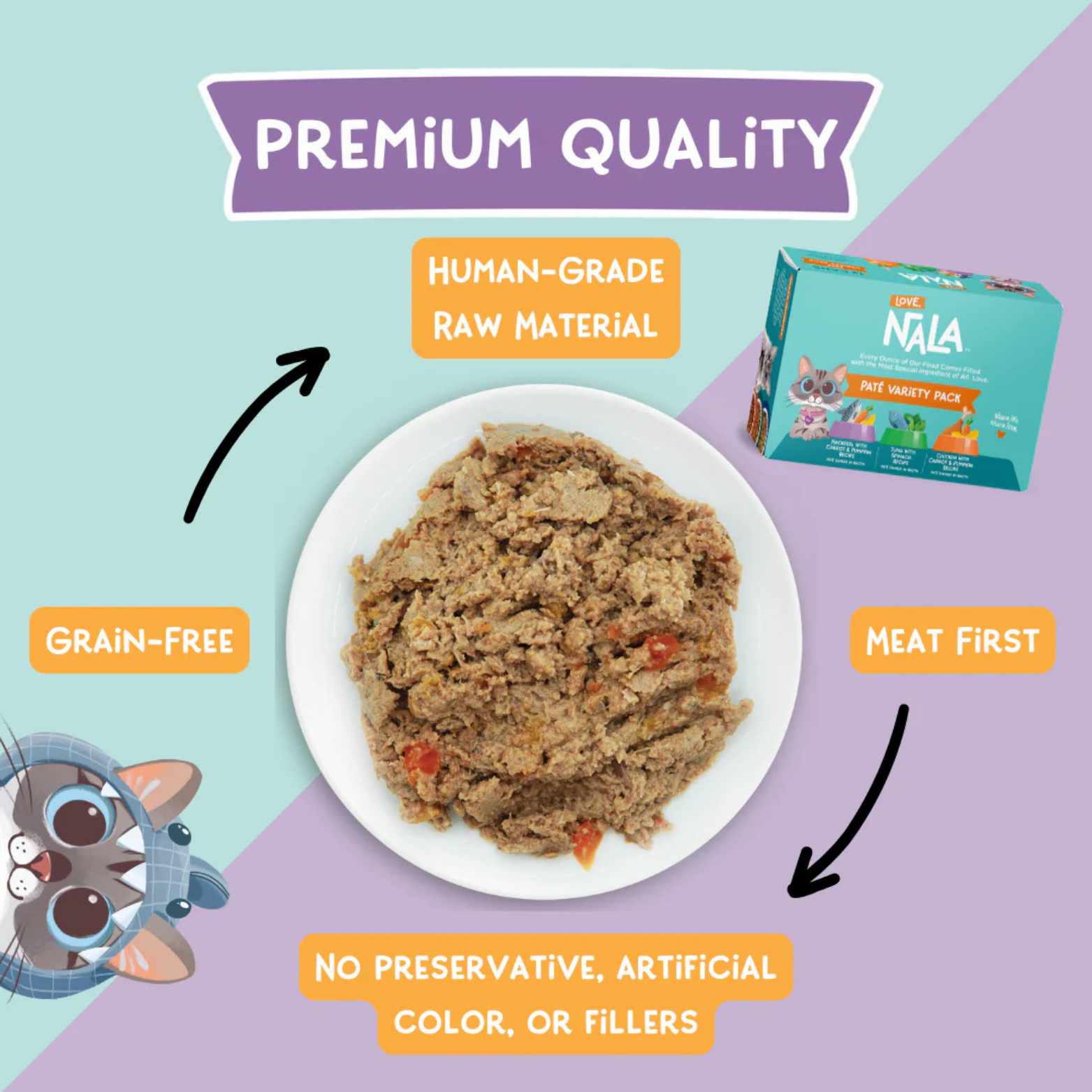 Love, Nala Paté Variety Pack Grain-Free Adult Wet Cat Food 2.8 oz, Case of 12