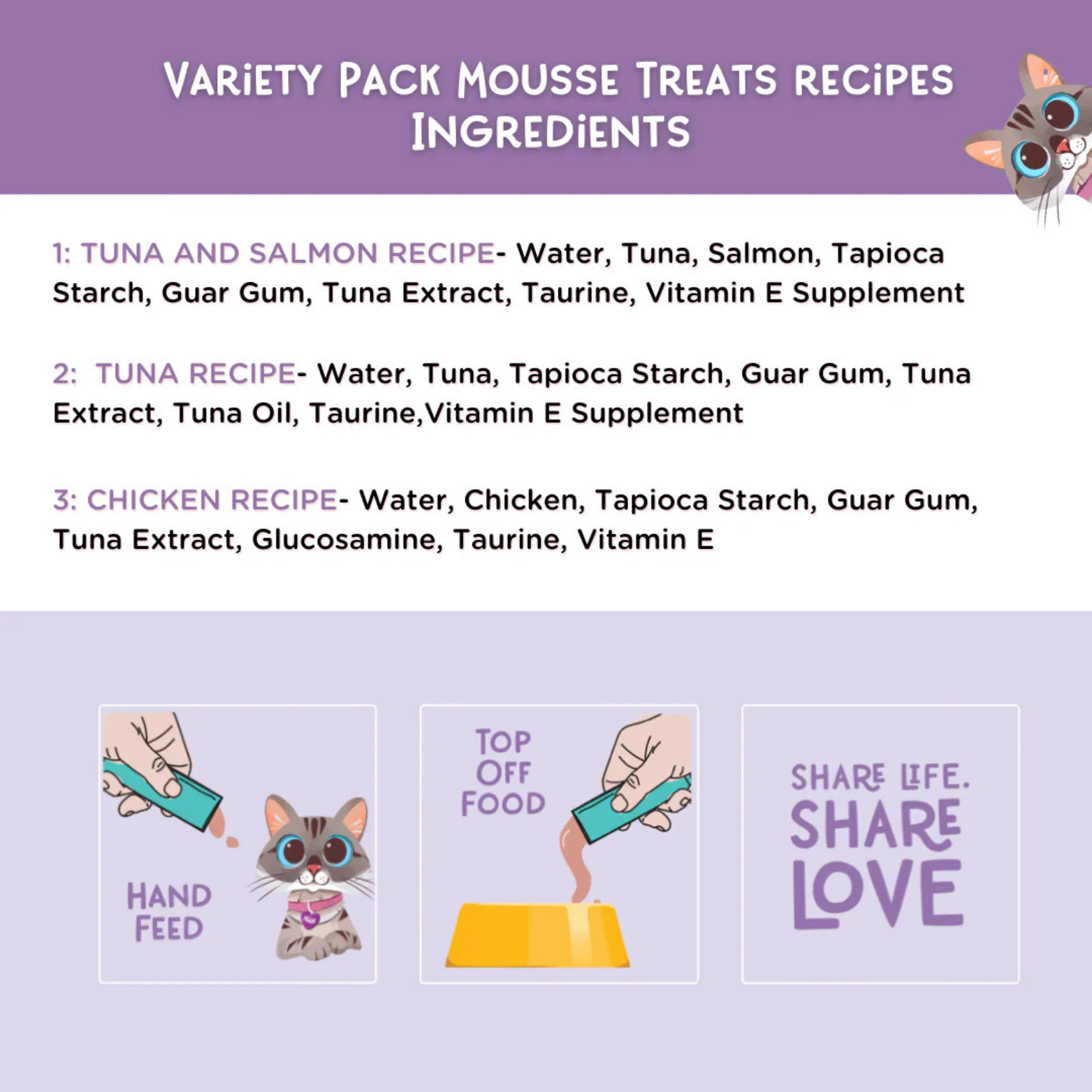 Love, Nala Variety Pack Mousse Cat Treats recipes, Pack of 24 Tubes