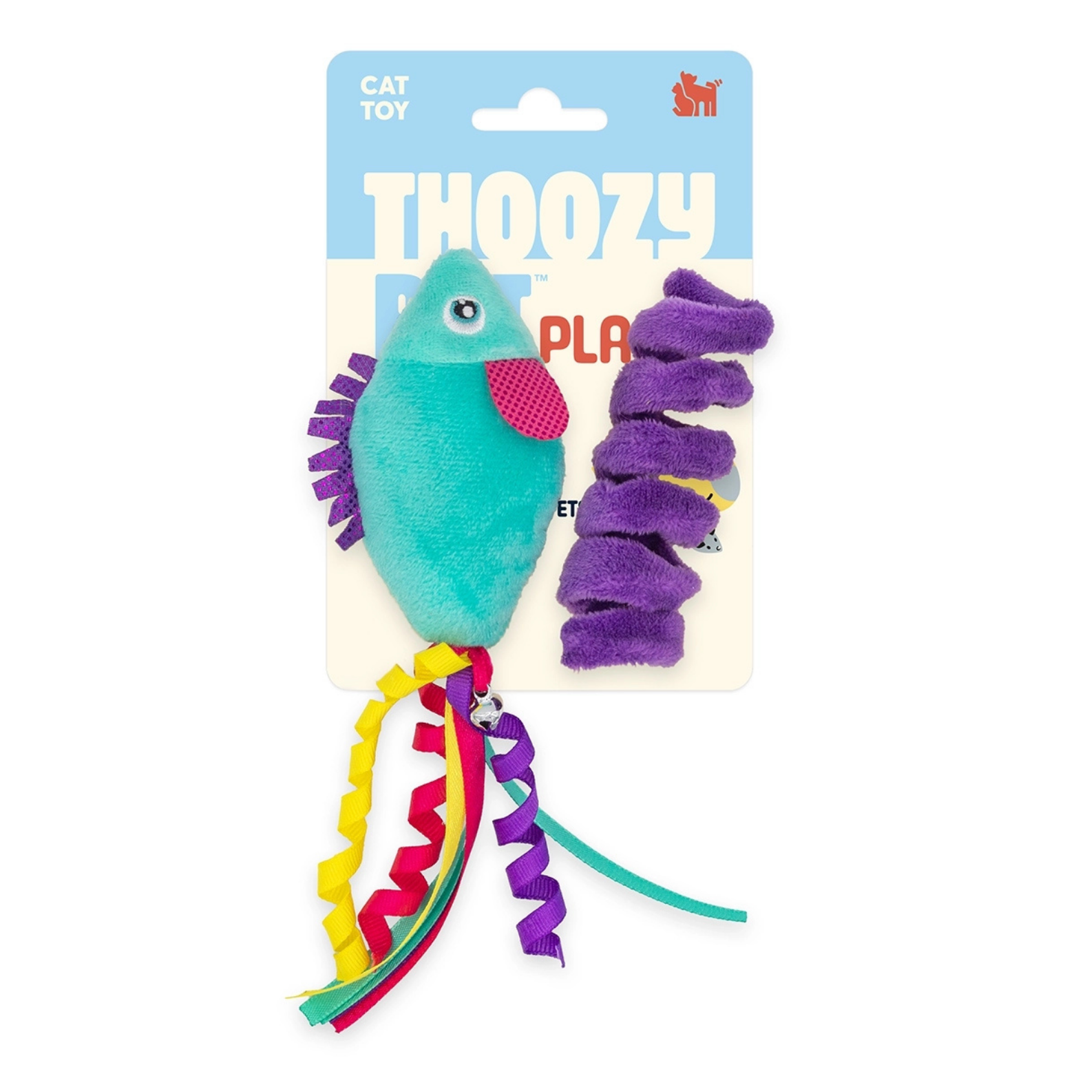 Thoozypet Fish & Felt Spiral Catnip Cat Toy 2pk