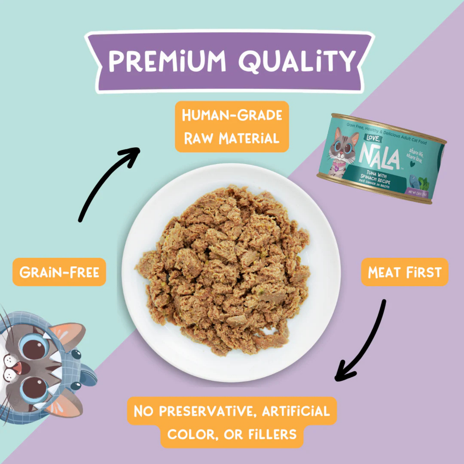 Love, Nala Tuna With Spinach Recipe Paté Dinner In Broth Grain-Free Adult Cat Food, 2.8-oz