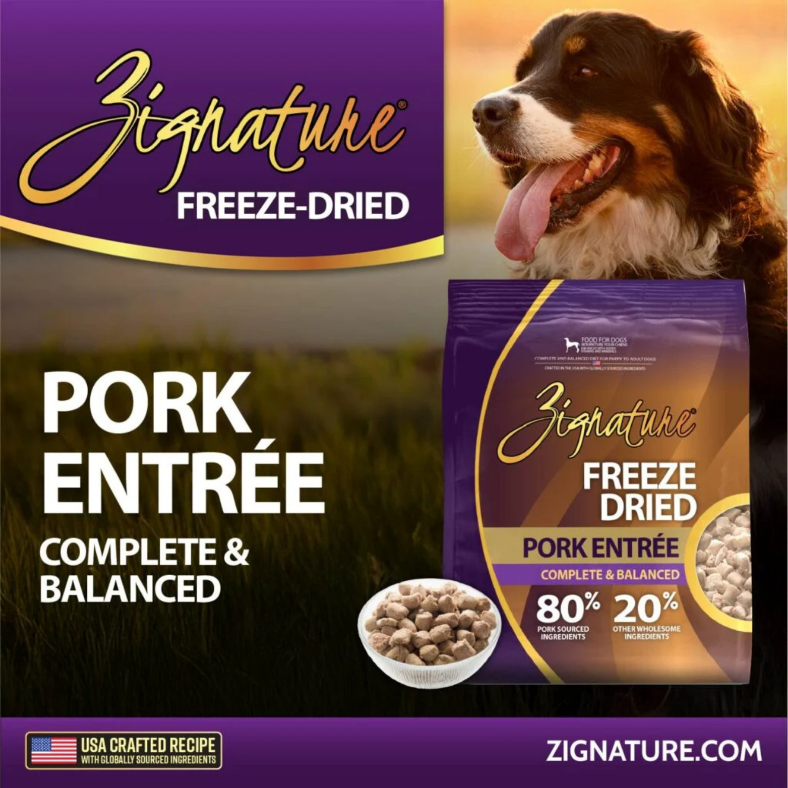 Zignature Pork Entrée Limited Ingredient Formula Freeze-Dried Dog Food