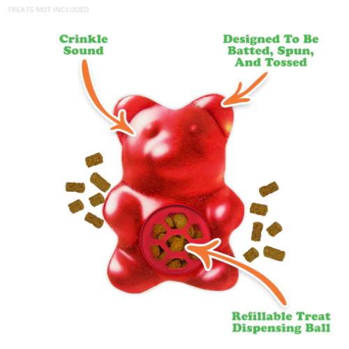 Meowijuana Knock 'n' Nibble Refillable Treat Dispenser Gummy Bear Cat Toy