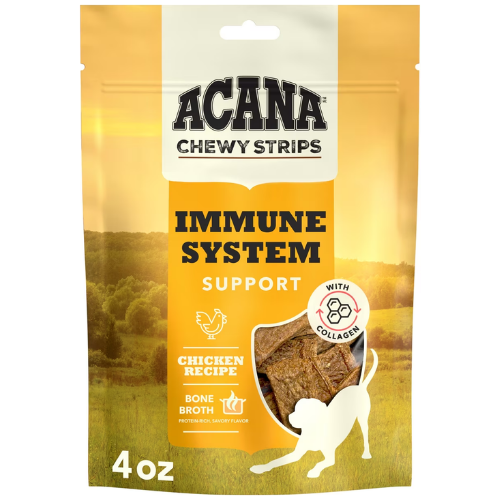 ACANA Chewy Chicken with Immune System Support Strips Dog Treats, 4-oz bag