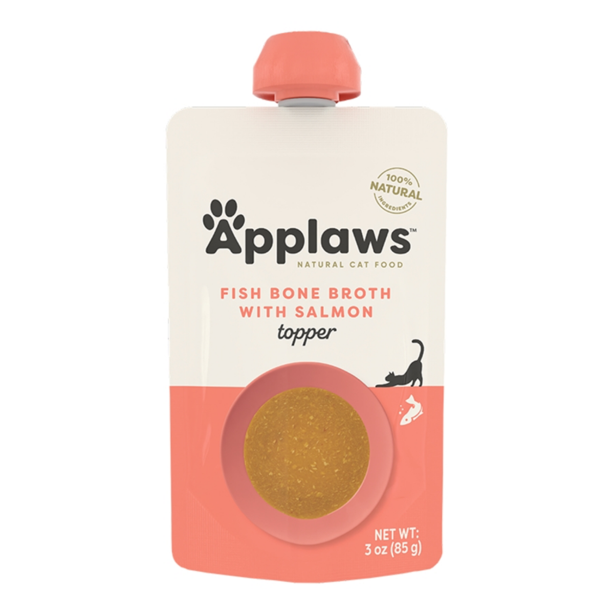 Applaws Cat Grain Free Salmon Bone Broth with Salmon Topper, 3-oz Pouch