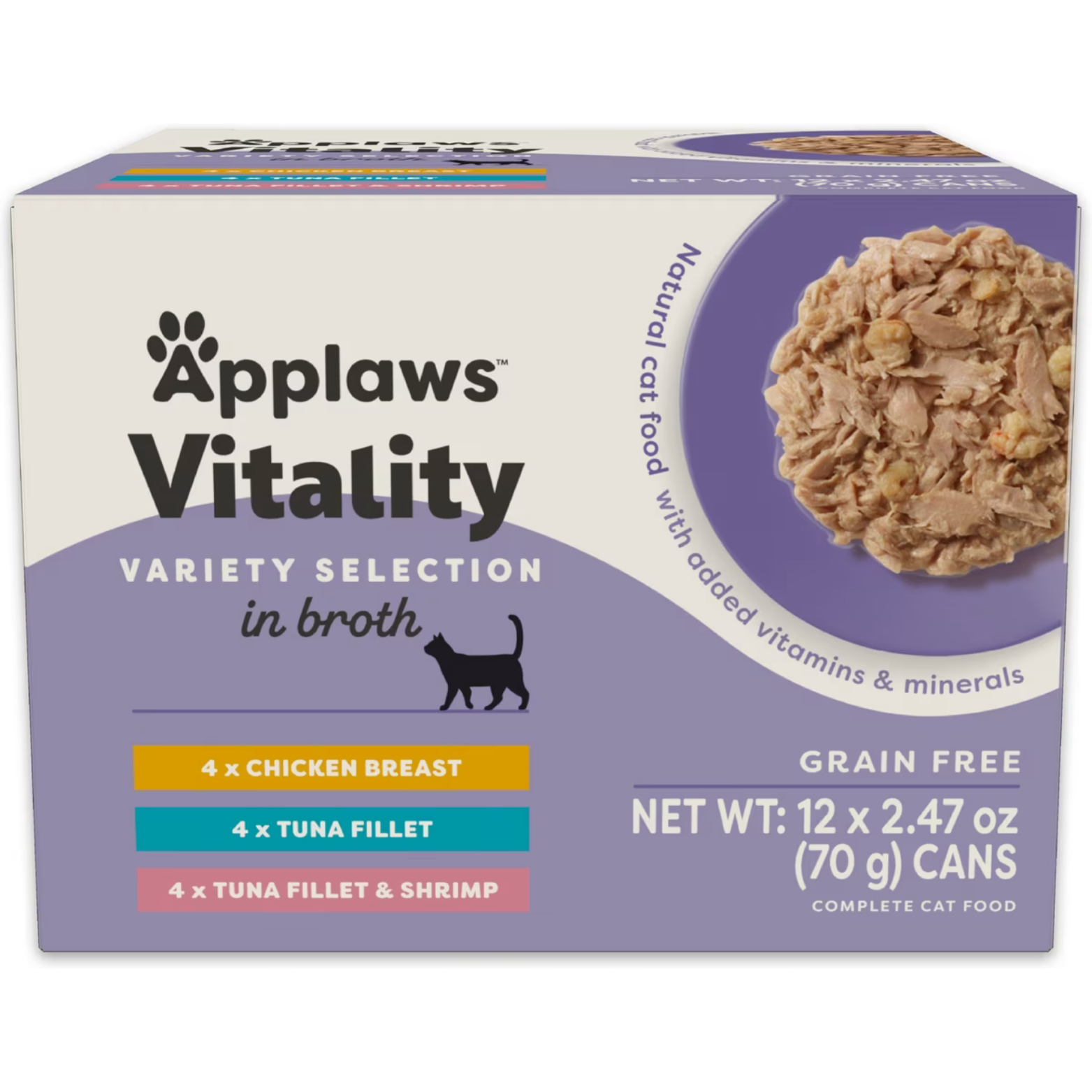Applaws Cat Grain Free Vitality in Broth Variety Multipack Canned Cat Food, 2.47-oz 12-pack
