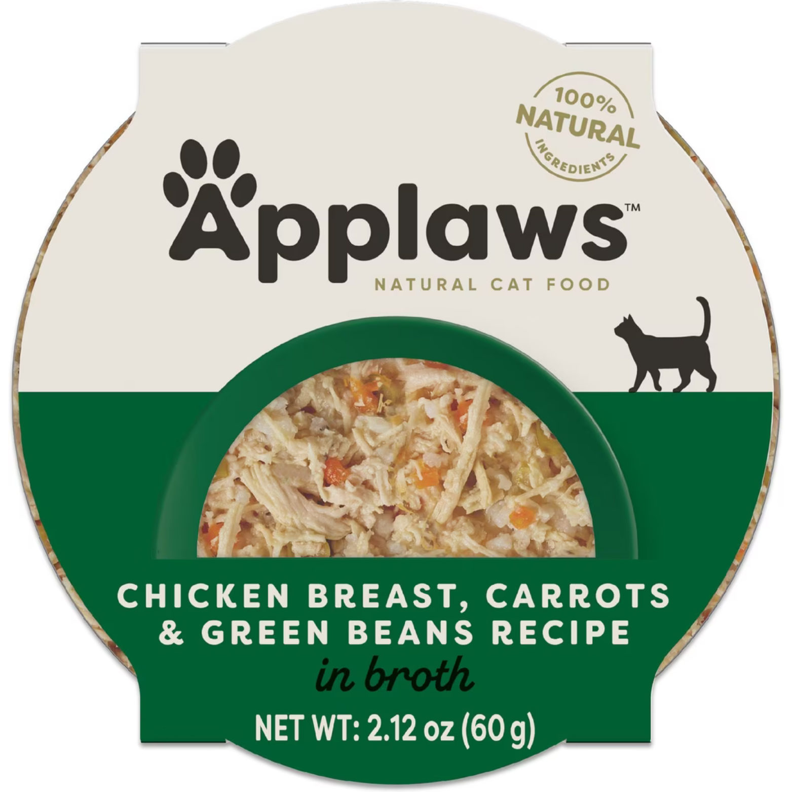 Applaws Cat Grain Free Chicken Breast with Carrots & Green Beans in Broth Peel Top Dish Canned Cat Food, 2.12-oz