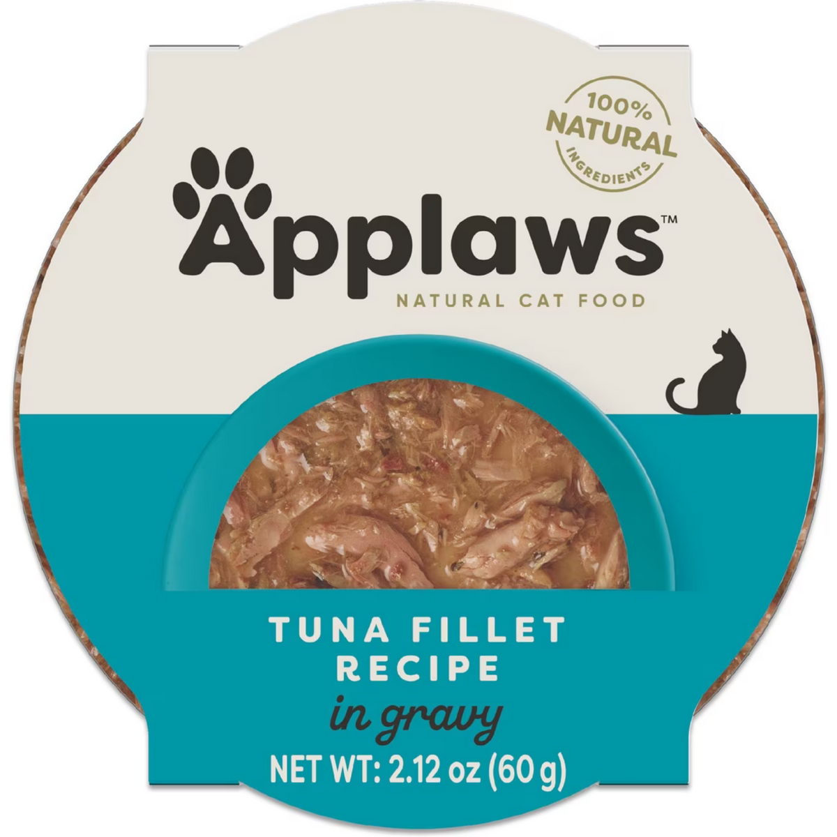 Applaws Cat Grain Free Tuna Flakes in Gravy Peel Top Dish Canned Cat Food, 2.12-oz