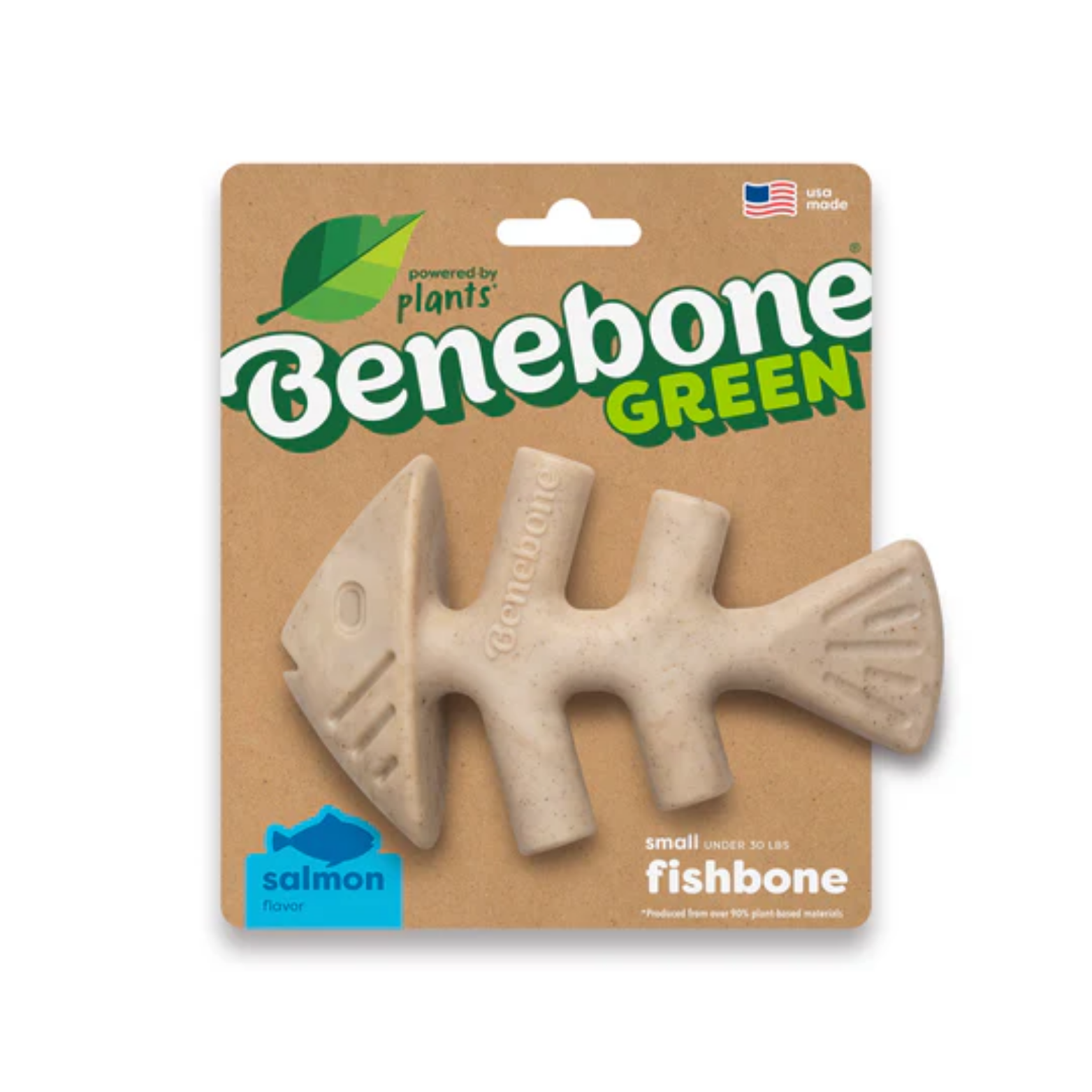 Benebone Eco Green Salmon Flavored Fishbone Dog Chew Toy