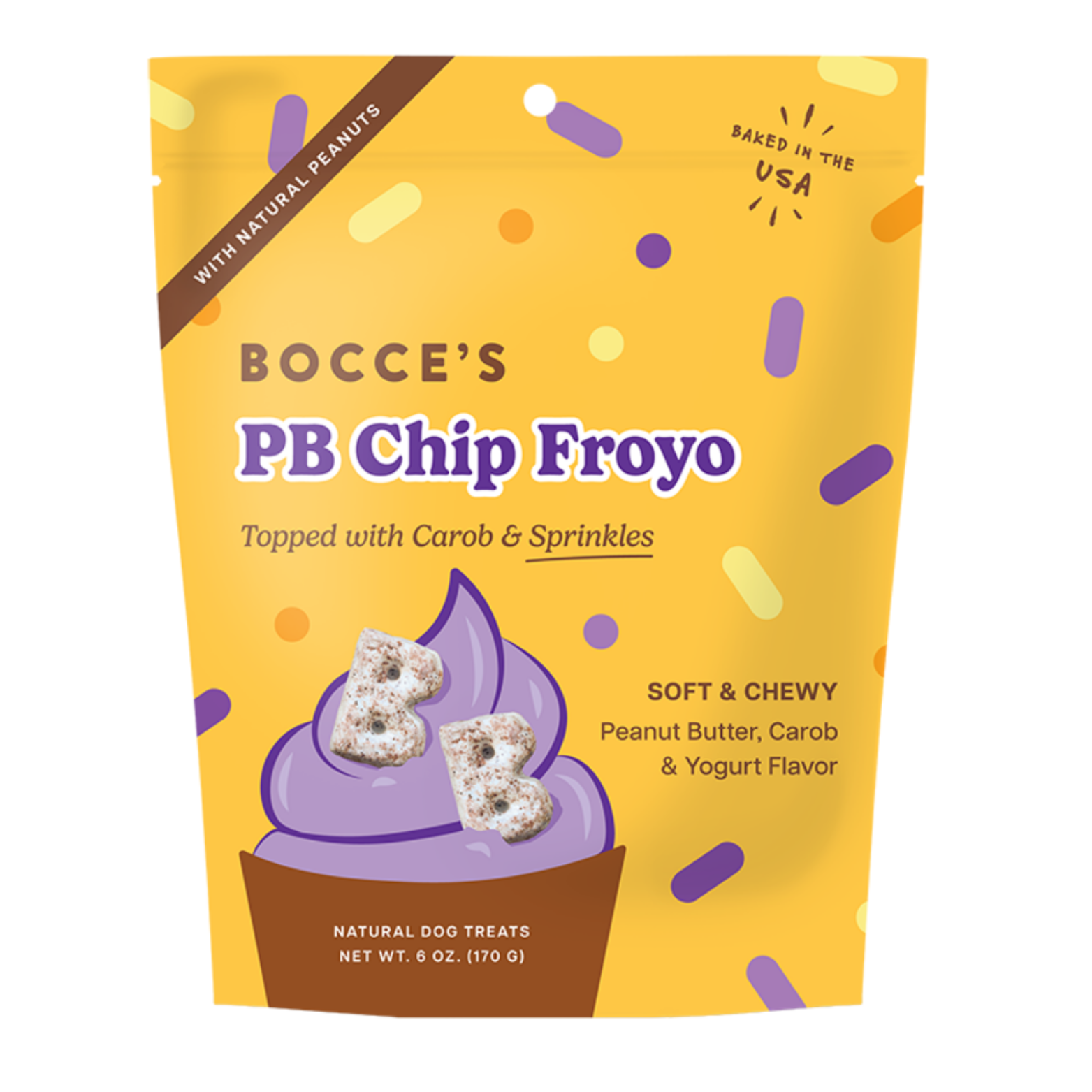 Bocce's Bakery Dog Froyo Grain Free Peanut Butter Chip Soft & Chewy Treats 6 oz