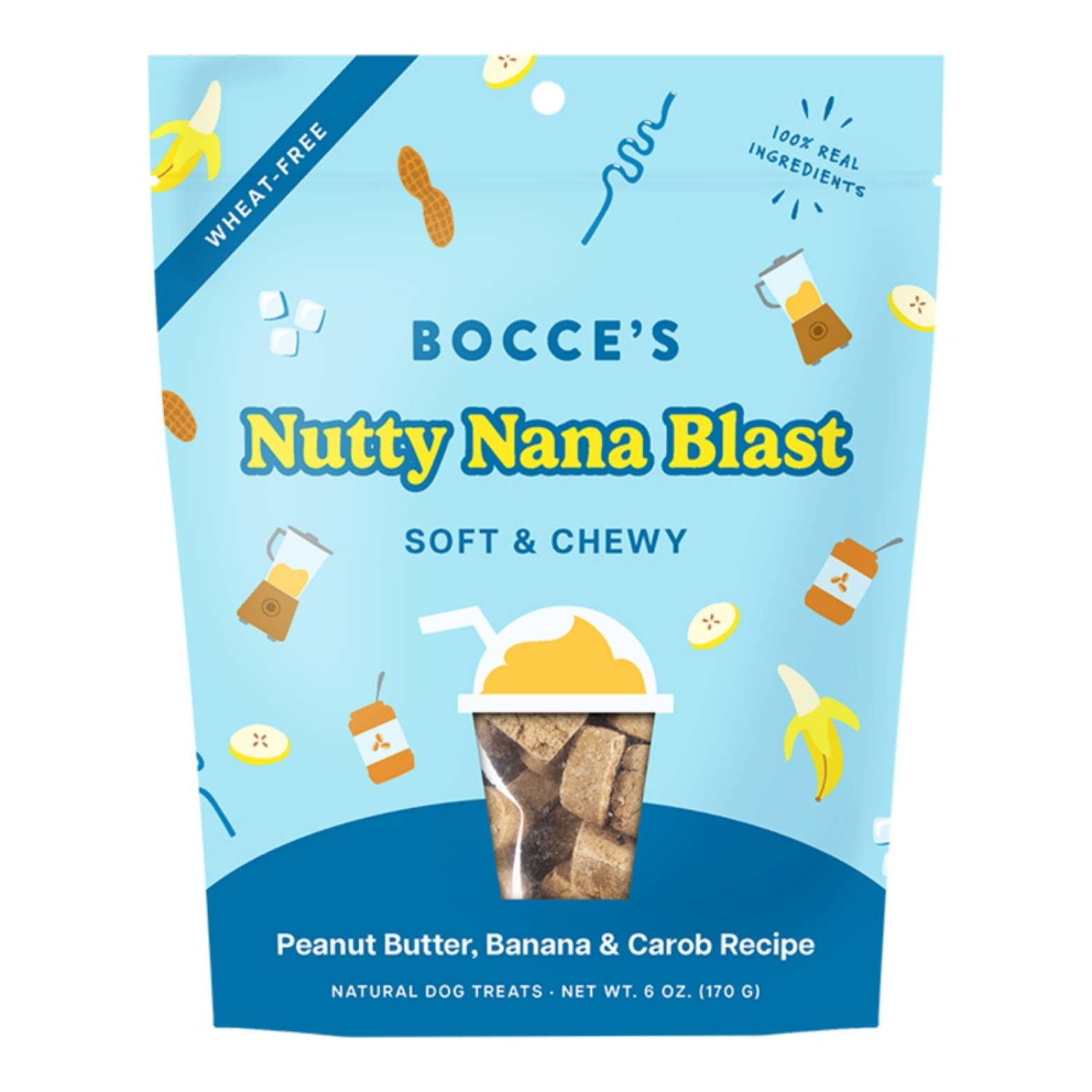 Bocce's Bakery Nutty Nana Blast Shake Soft & Chewy Dog Treats 6 oz