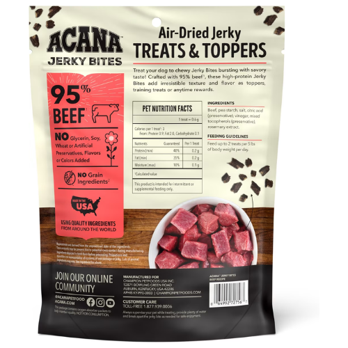 ACANA Jerky Bites Red Meat Flavor Grain-Free High-Protein Dog Treats, 6-oz bag