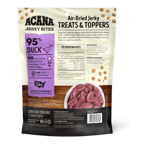 ACANA Jerky Bites Duck Flavor Grain-Free High-Protein Dog Treats, 6-oz bag