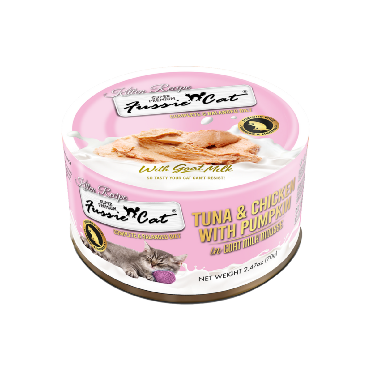 Fussie Cat Kitten Tuna & Chicken with Pumpkin in Goat Milk Mousse Canned Food, 2.47-oz