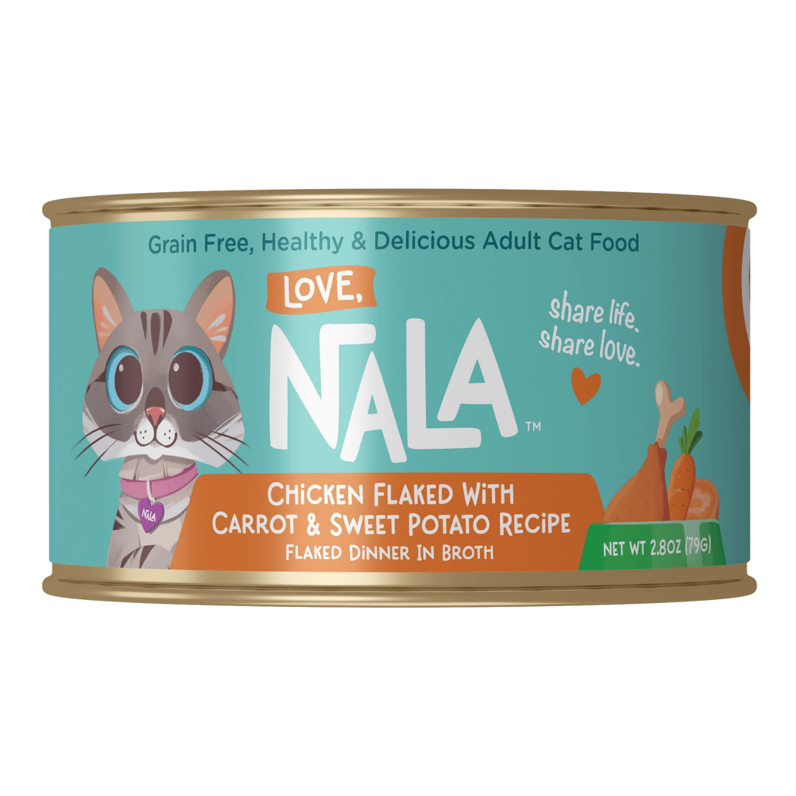 Love, Nala Chicken With Carrot & Sweet Potato Flaked Recipe Dinner In Broth Grain-Free Adult Cat Food, 2.8-oz