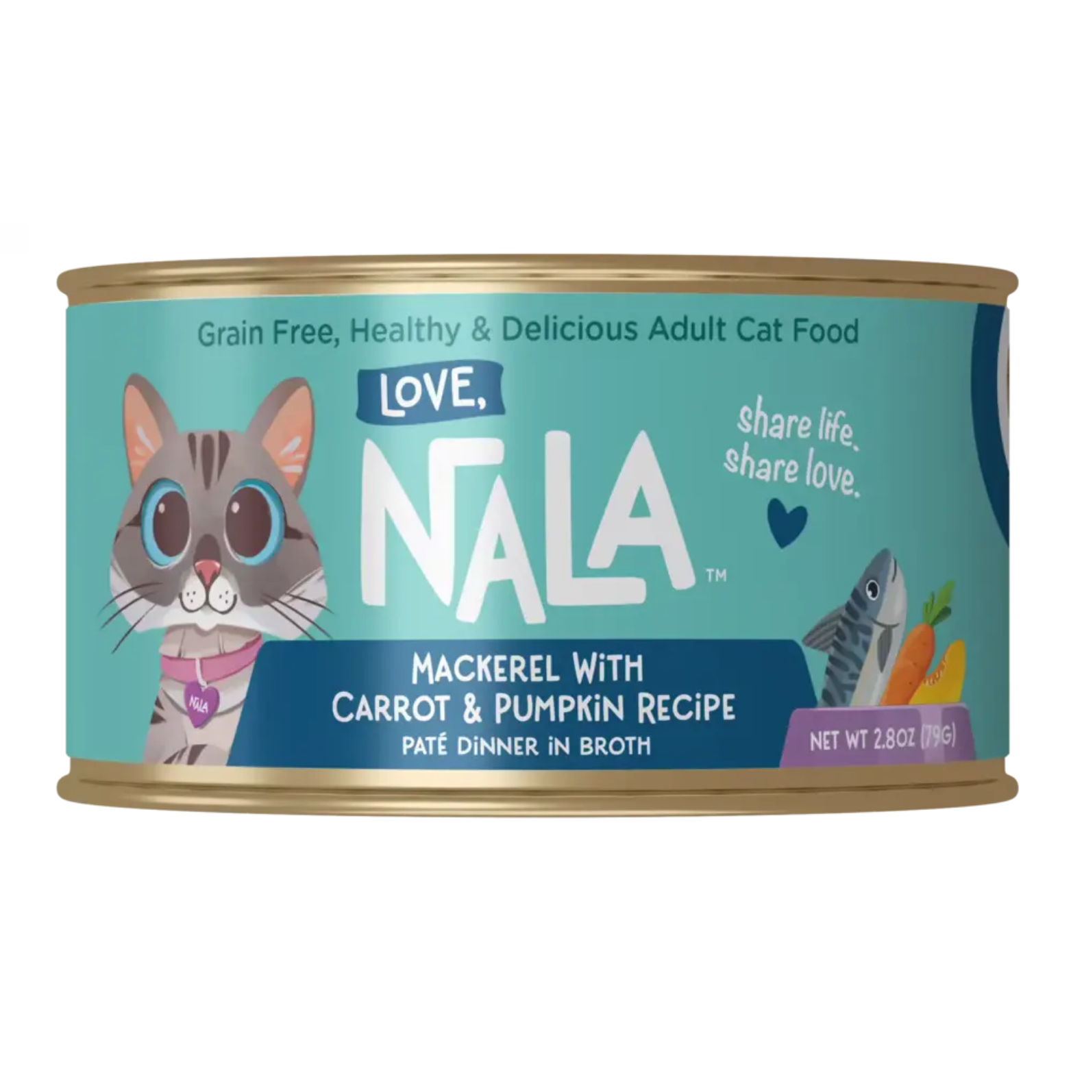 Love, Nala Mackerel With Carrot & Pumpkin Recipe Paté Dinner In Broth Grain-Free Adult Cat Food, 2.8-oz