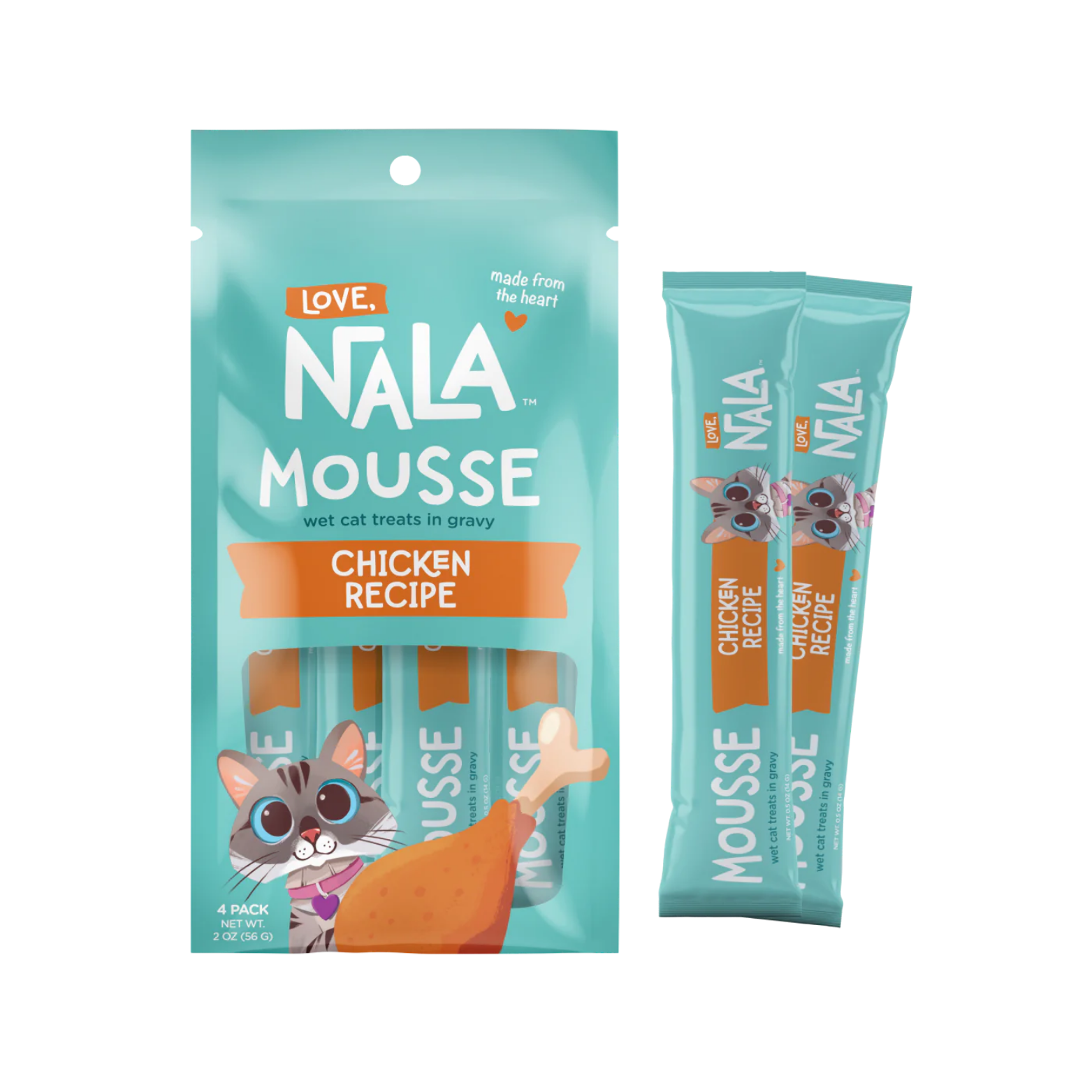 Love, Nala Mousse Chicken Recipe Grain-Free Lickable Cat Treats, case of 4