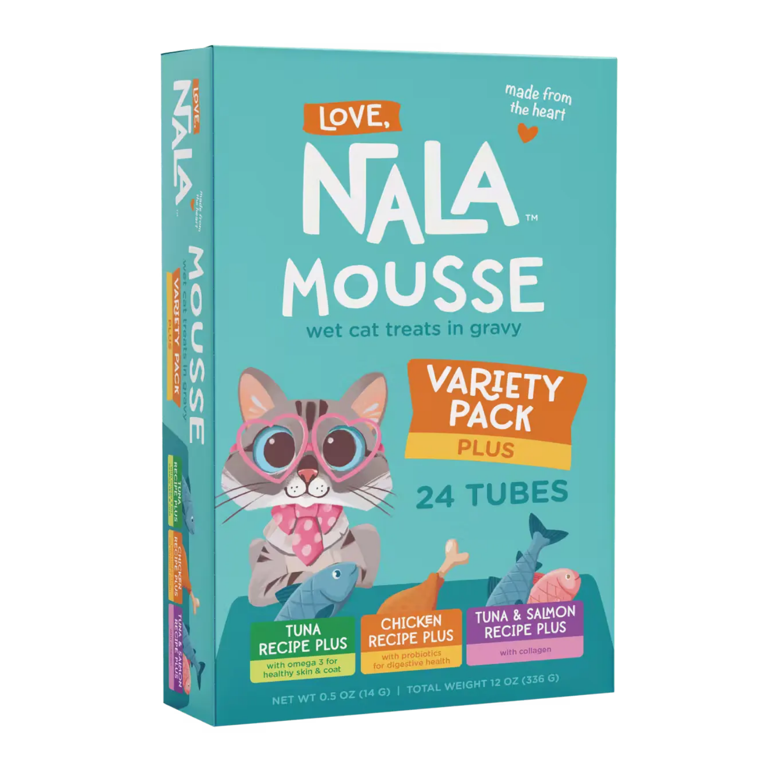 Love, Nala Variety Pack Mousse Cat Treats Plus recipes, Pack of 24 Tubes