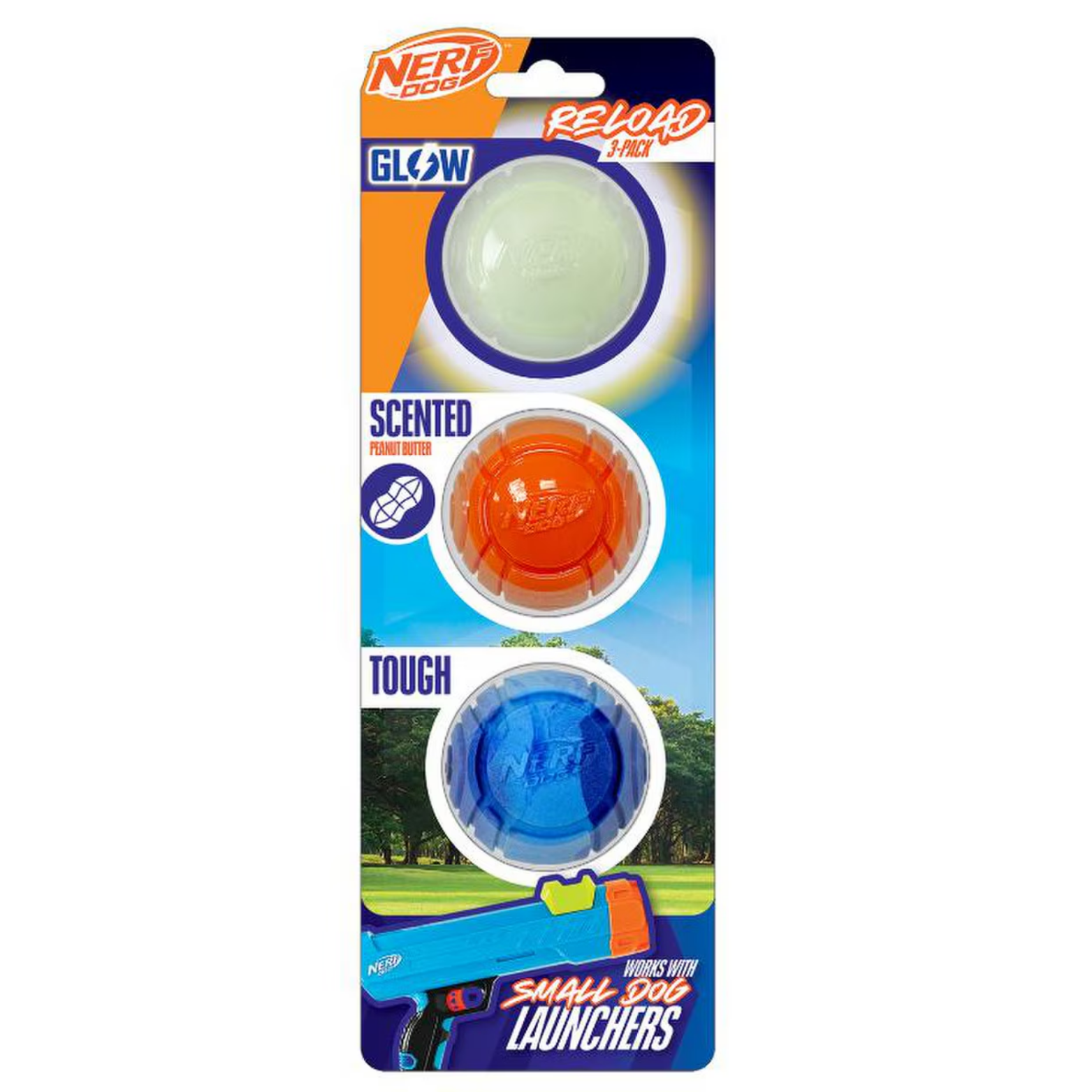Nerf Dog Gift Set Lightning Glow Ball, Scented Lightning Ball, & Solid Foam Sonic Ball 2-in, 3ct