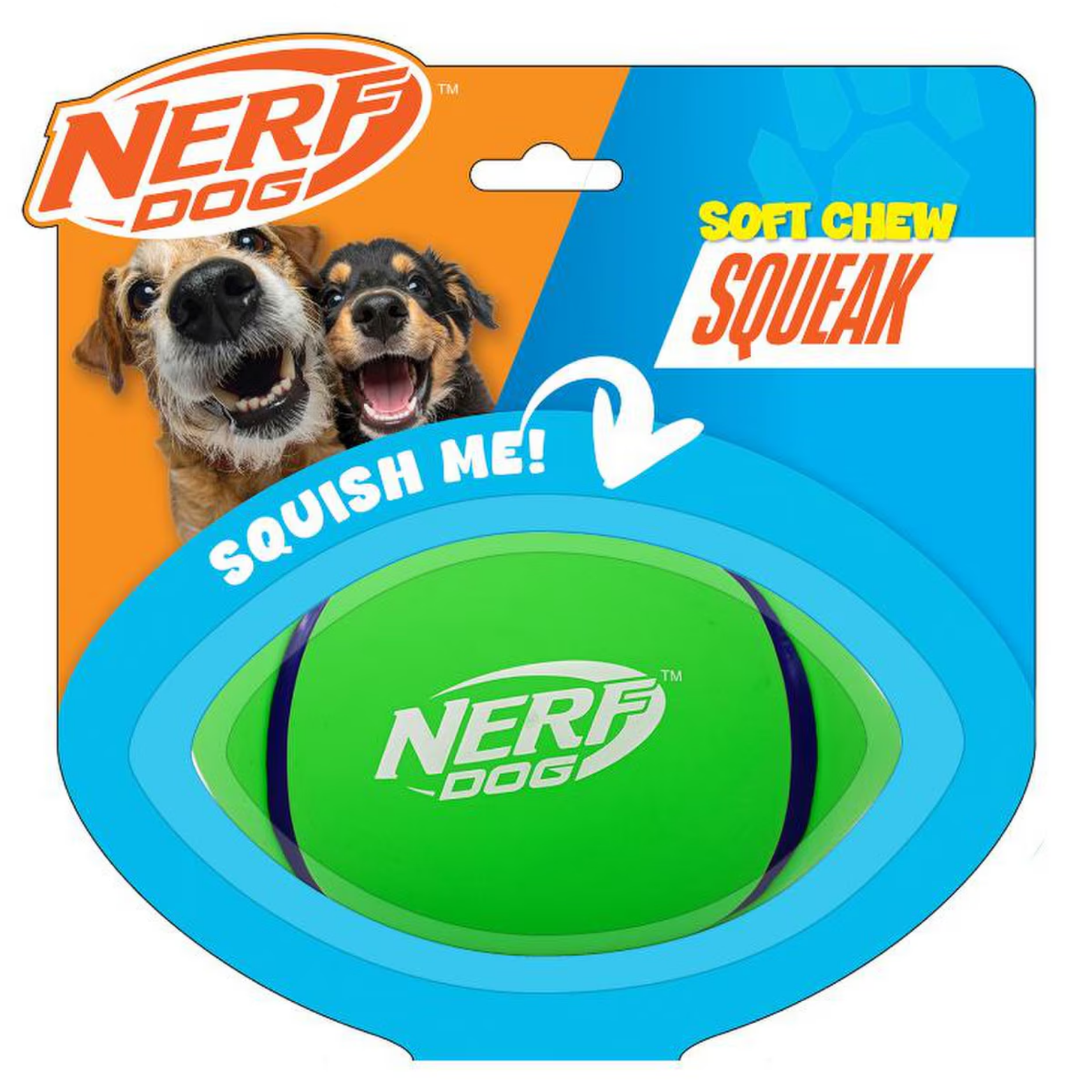 NerfDog Latex Premium Squeak Football Green/Blue 6.5"