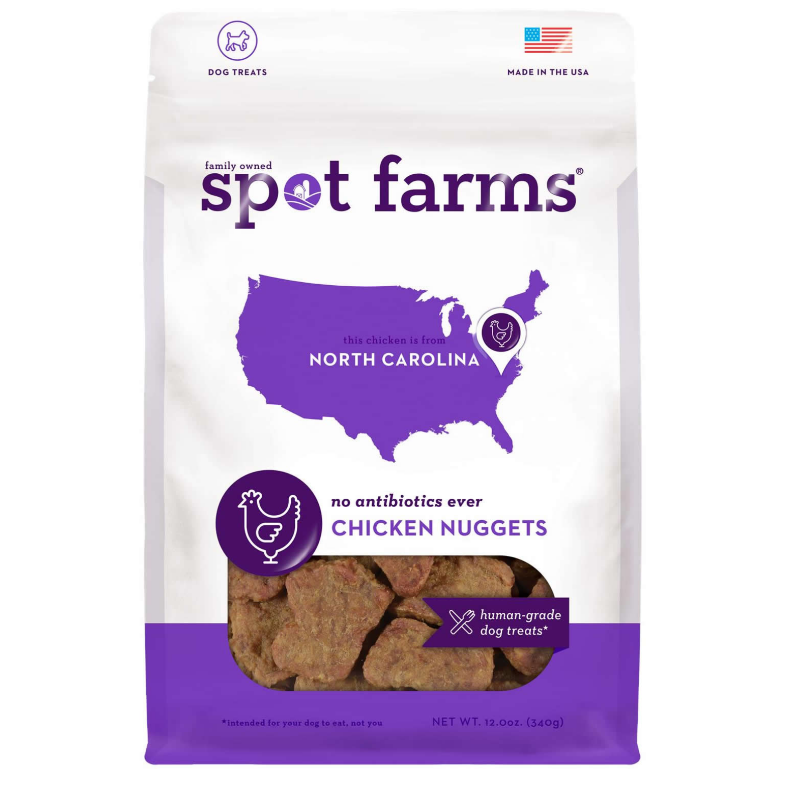 Spot Farms Chicken Nuggets Recipe Dog Treats 12 oz Bag