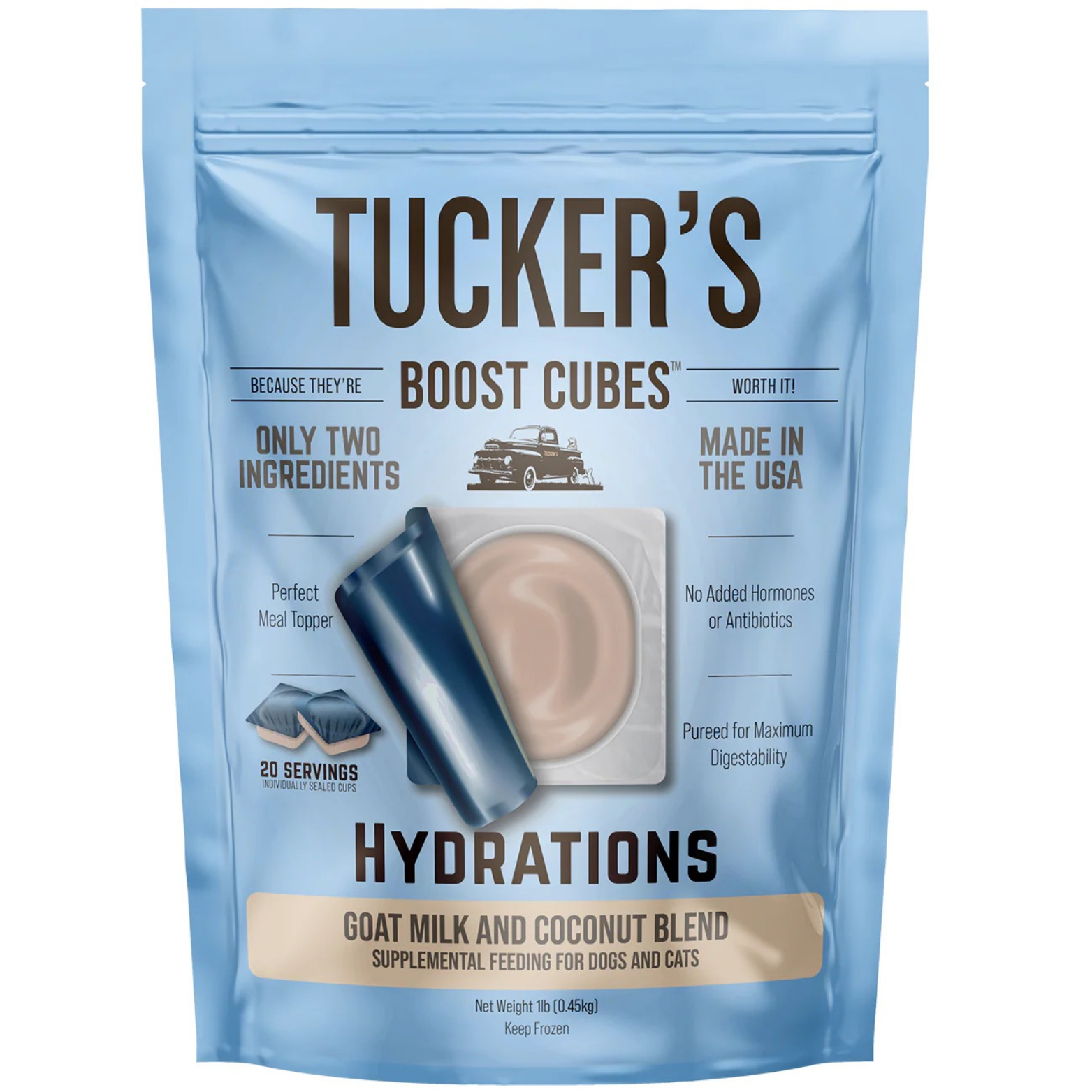 Tucker's Raw Frozen Boost Cubes Hydration Goat Milk & Coconut Blend 1 lb