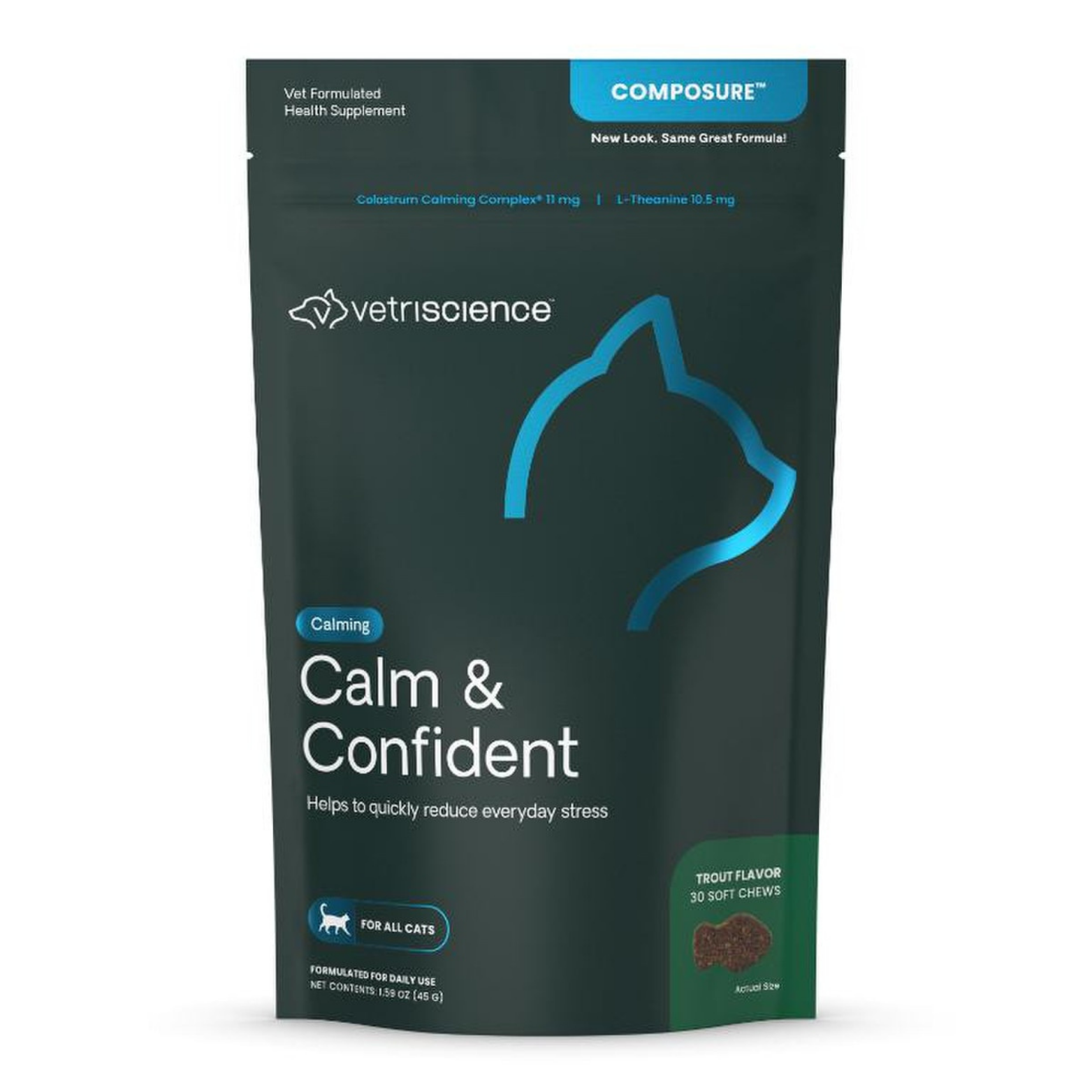 VetriScience Composure Calming Supplement For Cats Trout Flavor 30 Ct