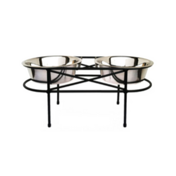 Pets Stop Mesh Double Diner Raised Feeder Black - Mutts & Co.