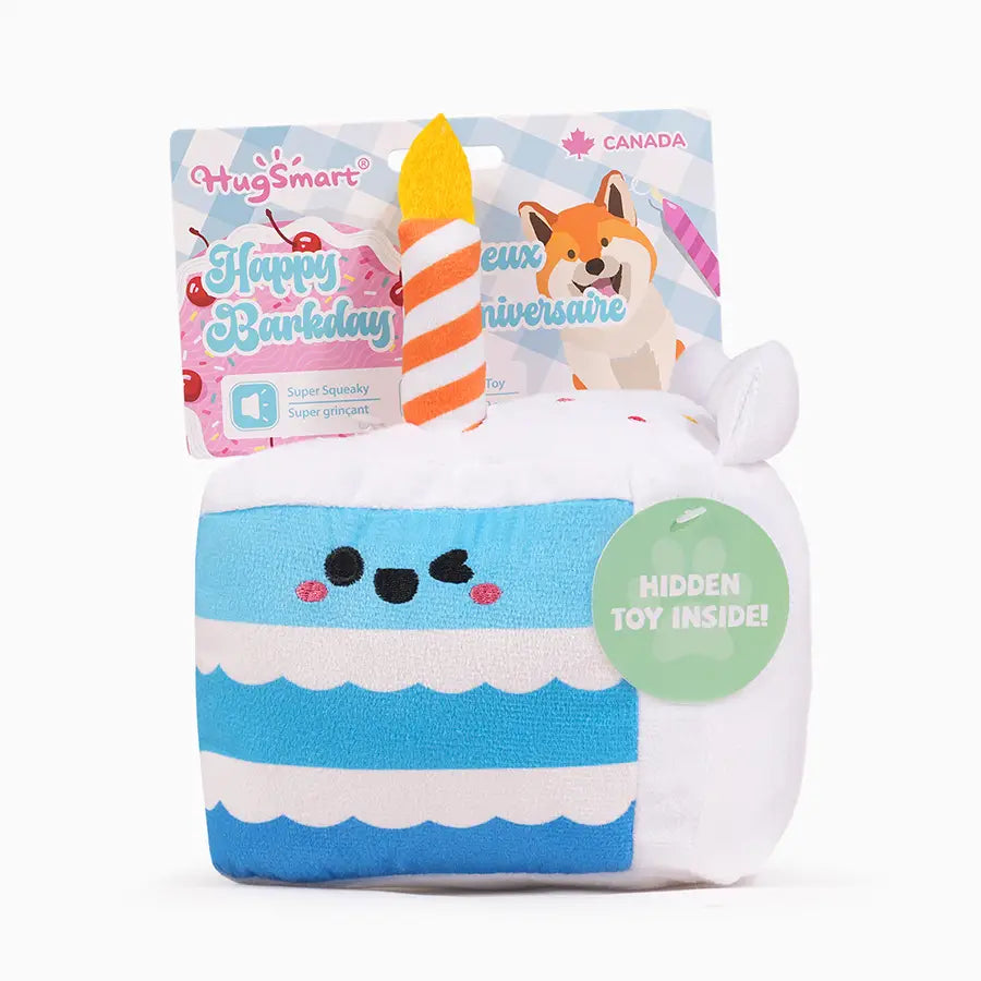 Hugsmart Pet Yappy Birthday Blue Barkday Cake Dog Toy