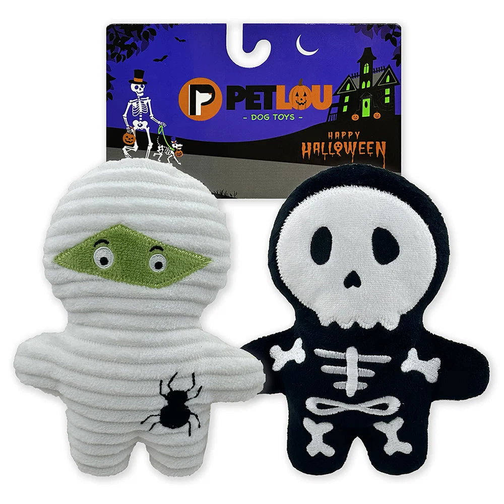 Petlou 7" Trick or Treat Pals Mummy & Bone Plush Dog Toy 2pk