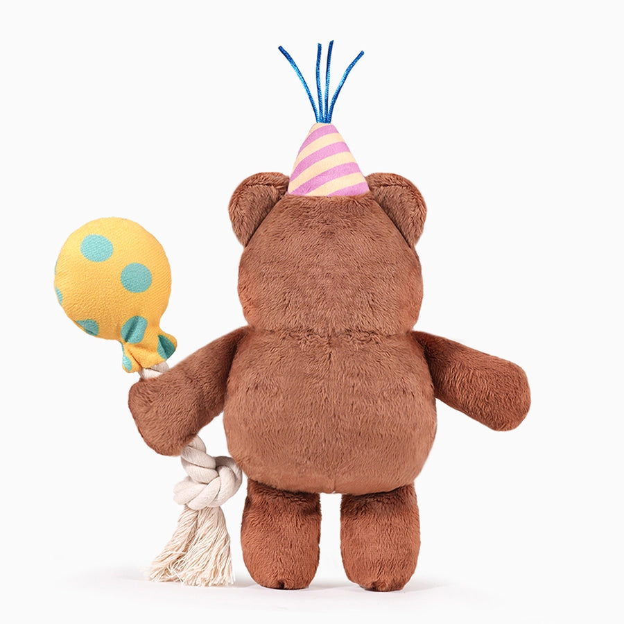 Hugsmart Pet Yappy Birthday Party Bear Plush Dog Toy