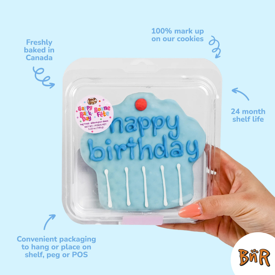 Bosco & Roxy's Prepackaged Giant Happy Birthday Cupcake Blue Dog Treat