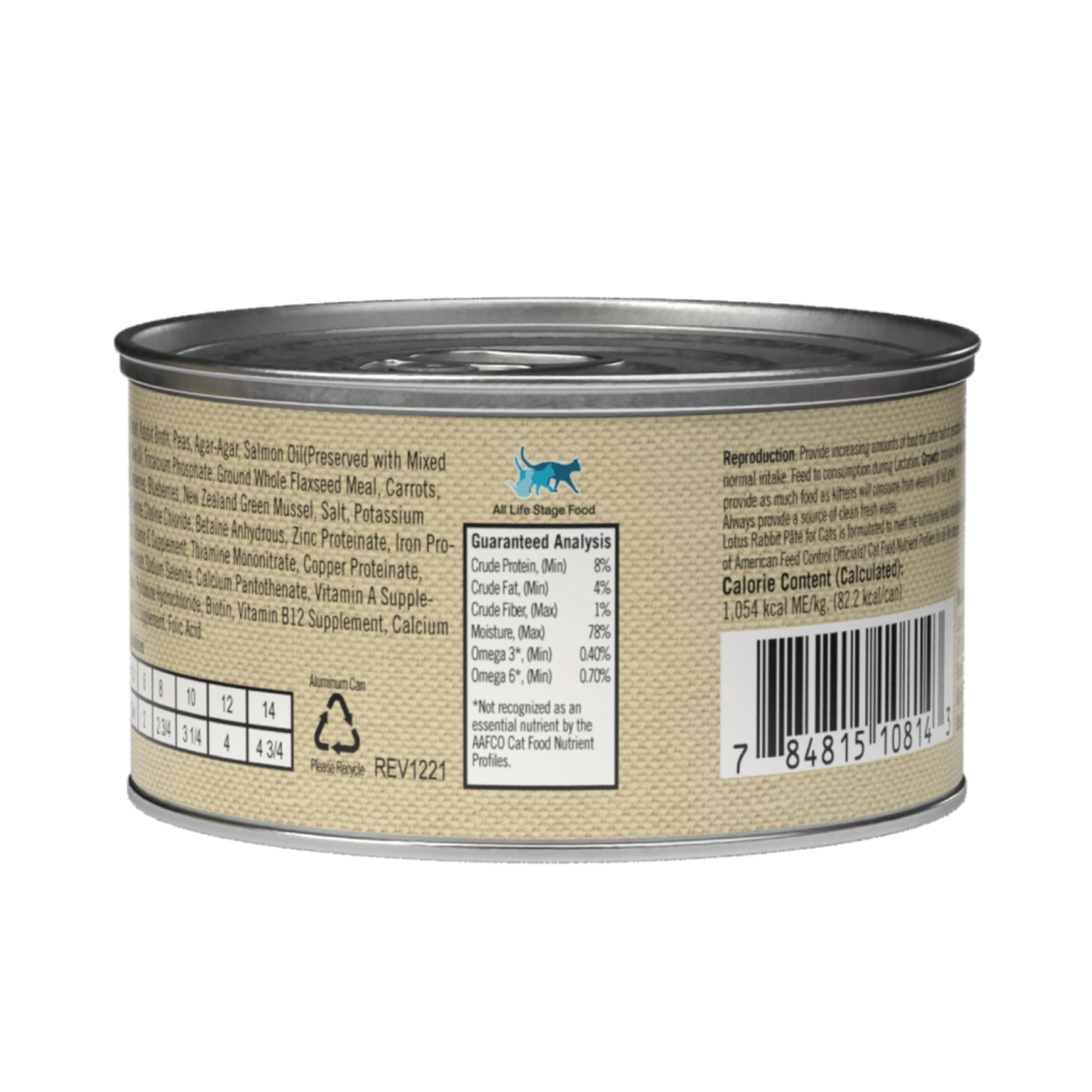 Lotus Rabbit Pate Grain-Free Canned Cat Food, 2.75 oz