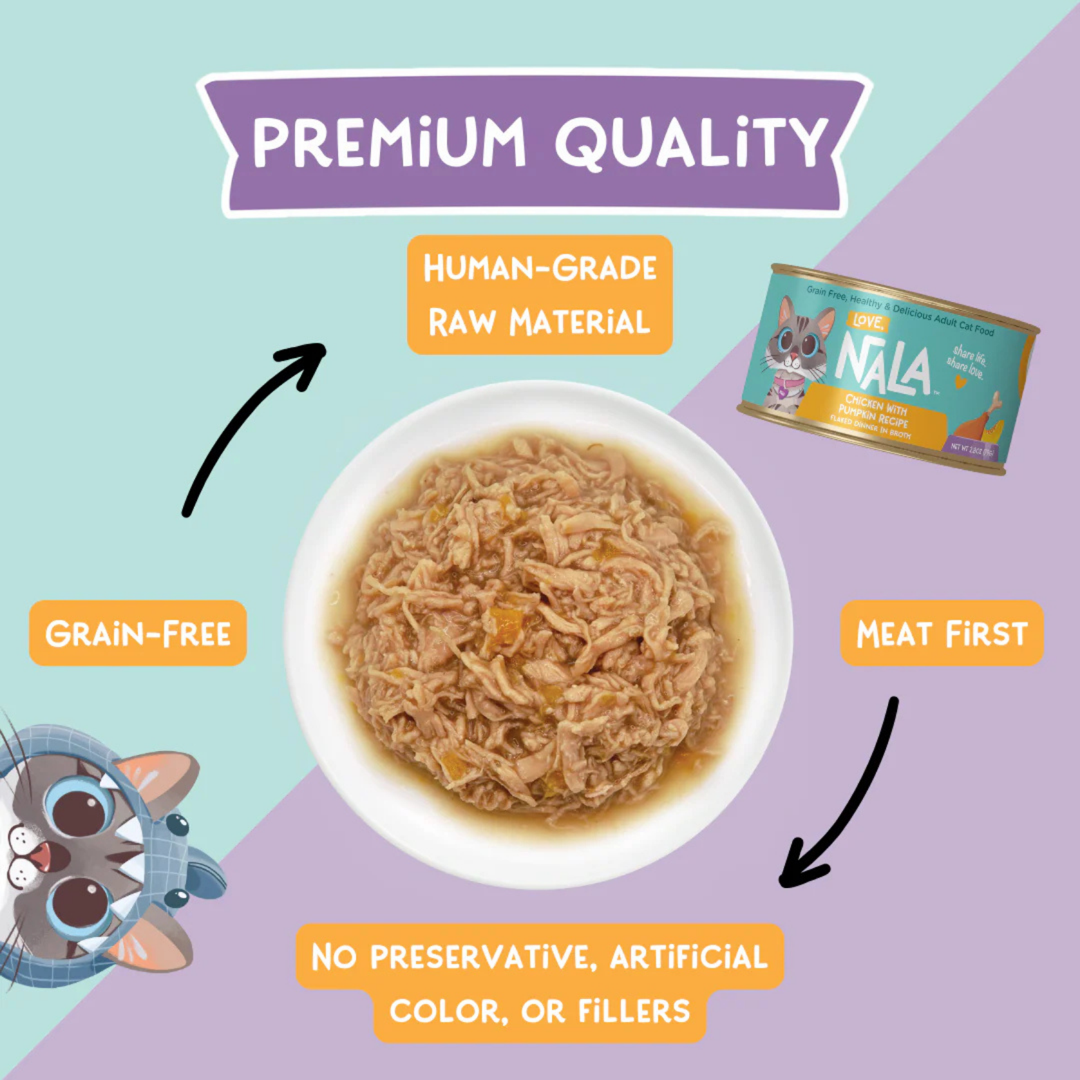 Love, Nala Chicken With Pumpkin Flaked Recipe Dinner In Broth Grain-Free Adult Cat Food, 2.8-oz