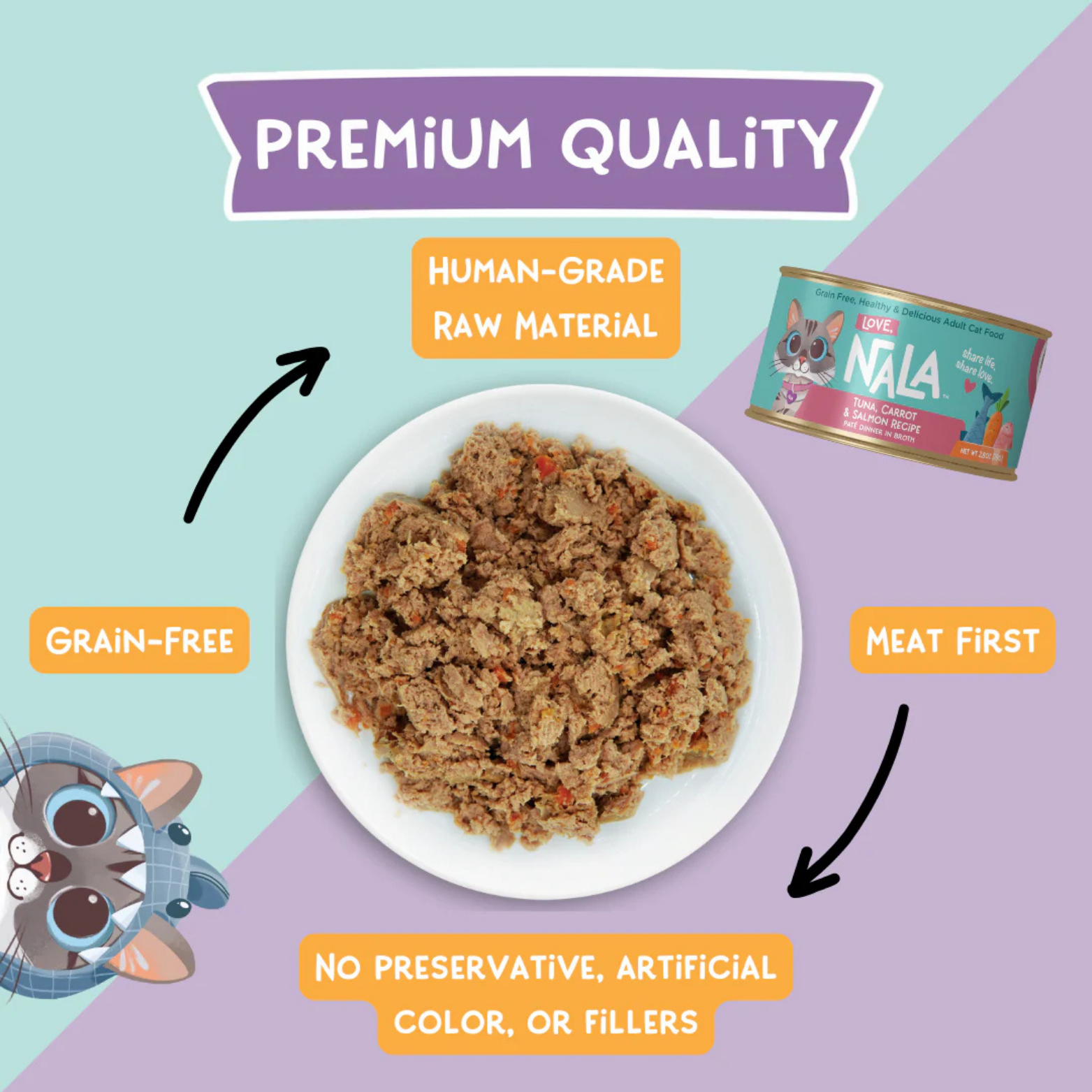 Love, Nala Tuna, Carrot & Salmon Recipe Paté Dinner In Broth Grain-Free Adult Cat Food, 2.8-oz