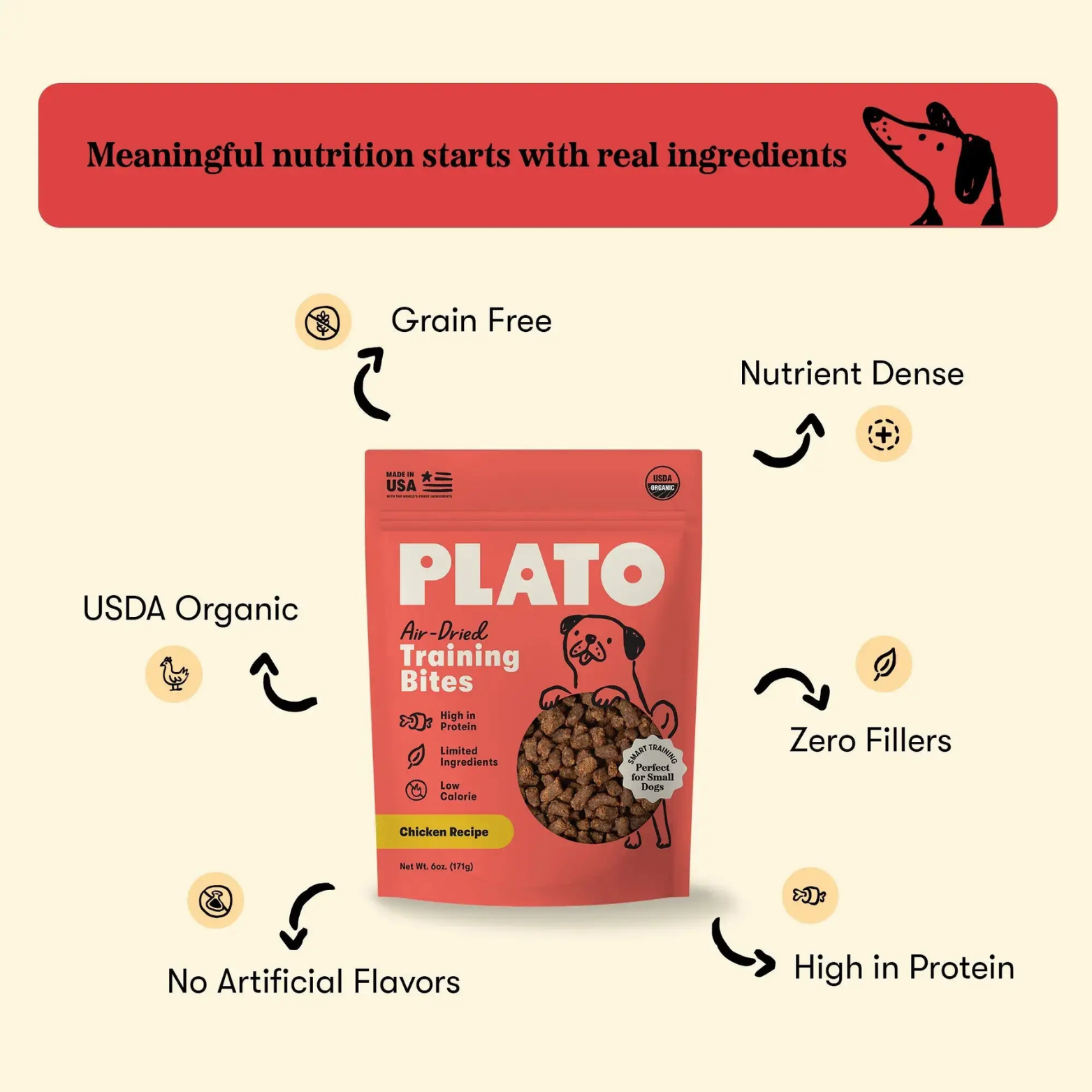 Plato Air Dried Chicken Training Bites 6oz