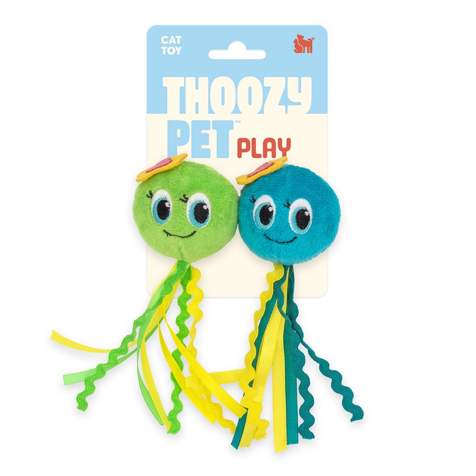 Thoozypet Octopus w/ Ribbon Tails Cat Toy 2pk