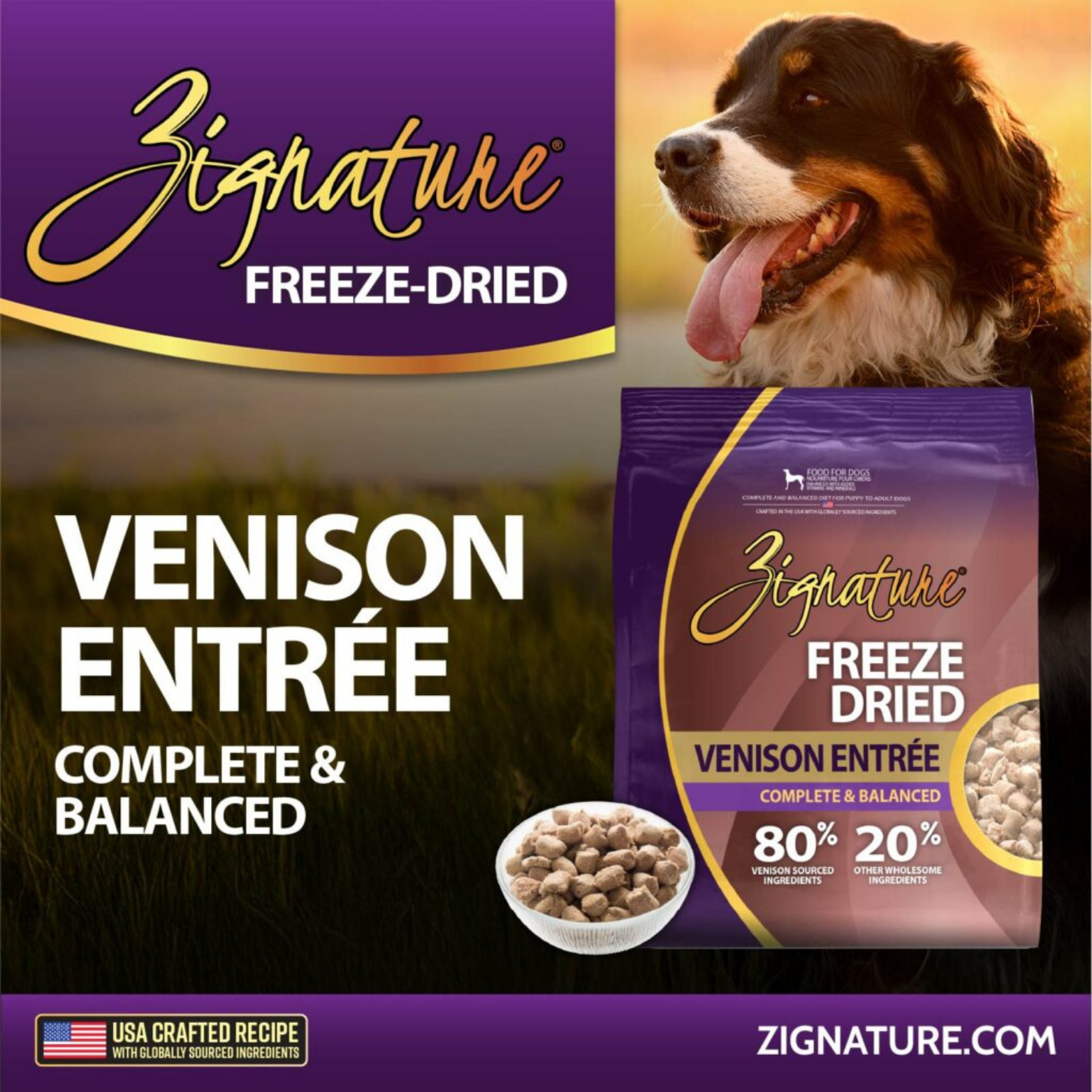 Zignature Venison Entrée Limited Ingredient Formula Freeze-Dried Dog Food