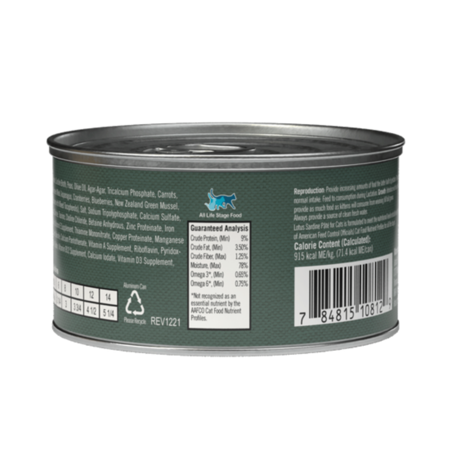 Lotus Sardine Pate Grain-Free Canned Cat Food, 2.75 oz