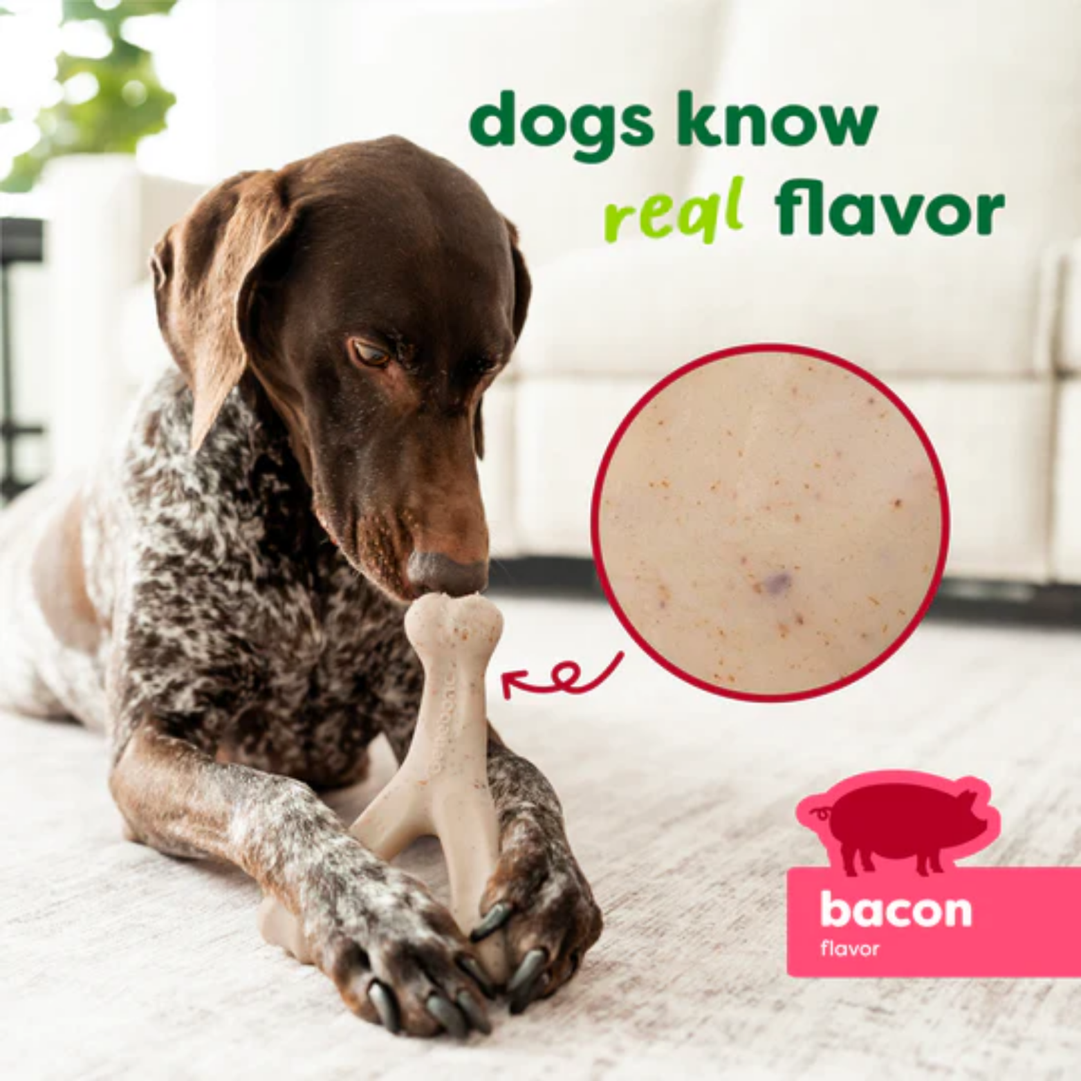 Benebone Eco Green Bacon Flavored Wishbone Dog Chew Toy