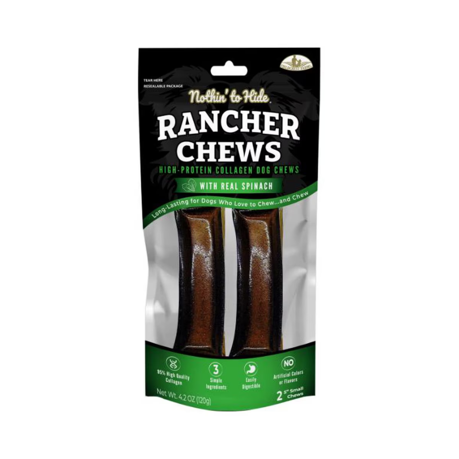 Ethical Pet Nothin' To Hide Spinach Flavor Rancher Dog Chews