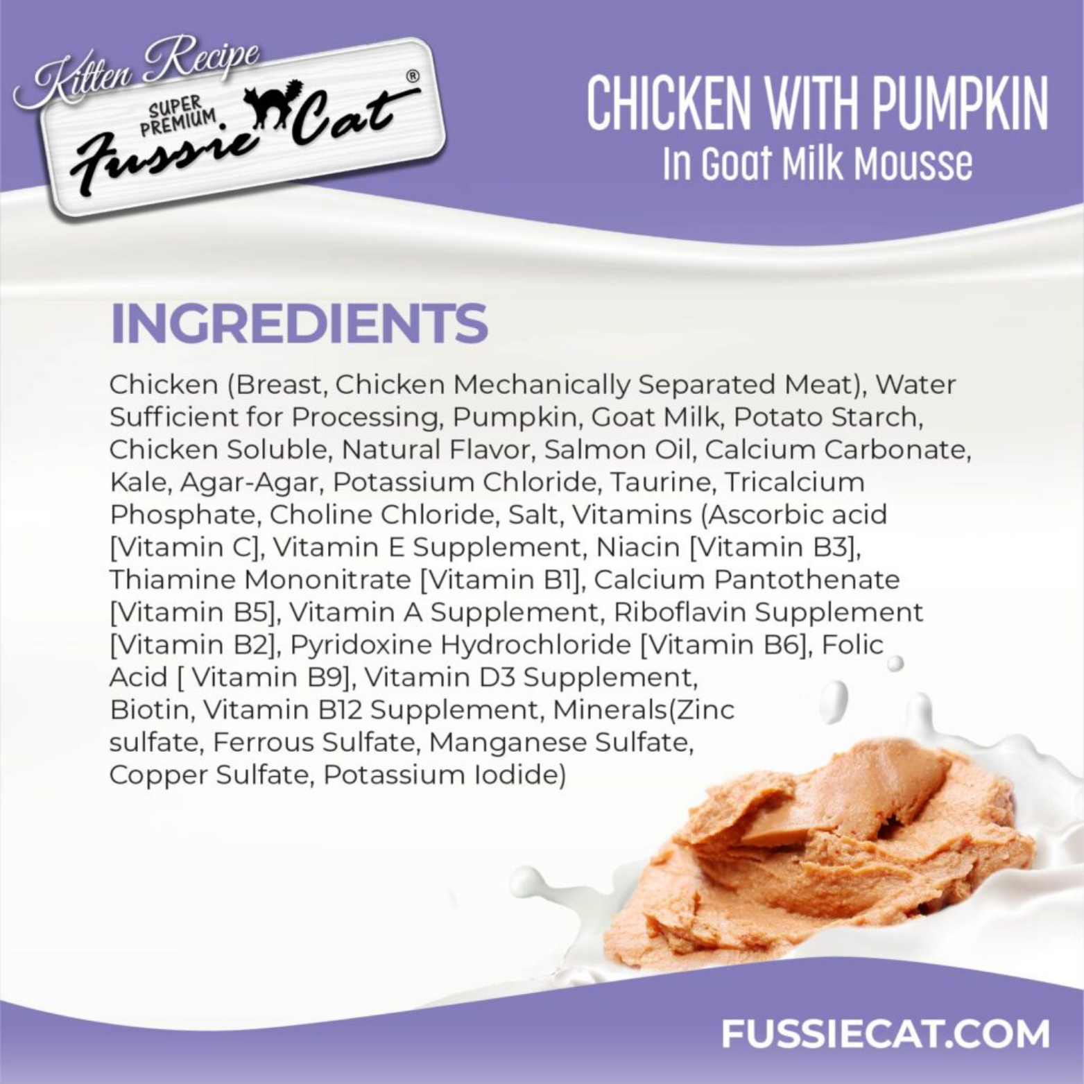Fussie Cat Kitten Chicken with Pumpkin in Goat Milk Mousse, 1.5-oz Pouch
