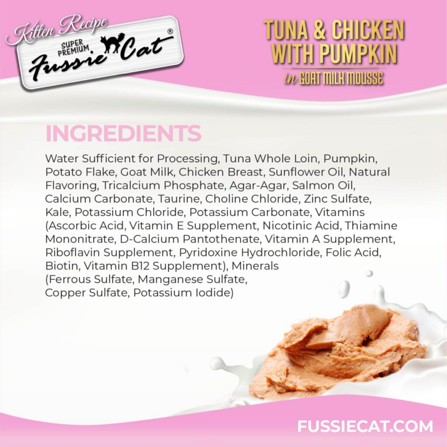Fussie Cat Kitten Tuna & Chicken with Pumpkin in Goat Milk Mousse Canned Food, 2.47-oz