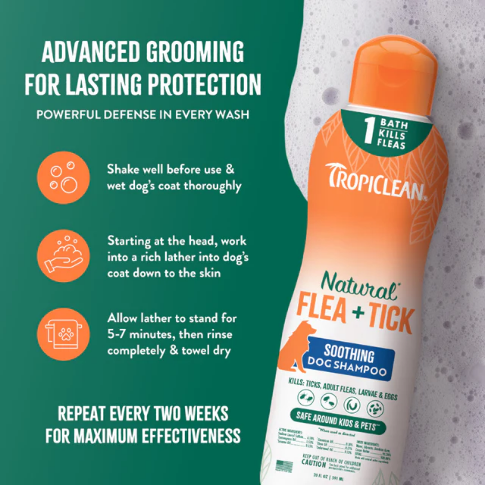TropiClean Dog Natural Flea & Tick Soothing Shampoo 20oz
