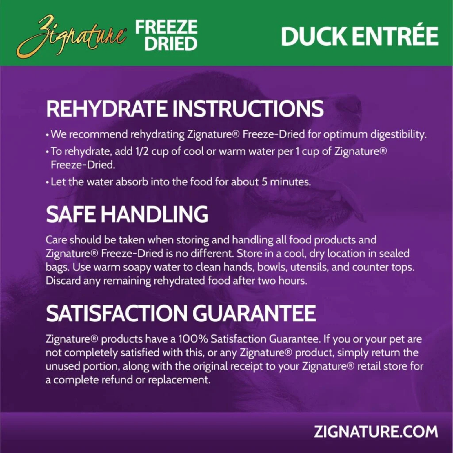 Zignature Duck Entrée Limited Ingredient Formula Freeze-Dried Dog Food