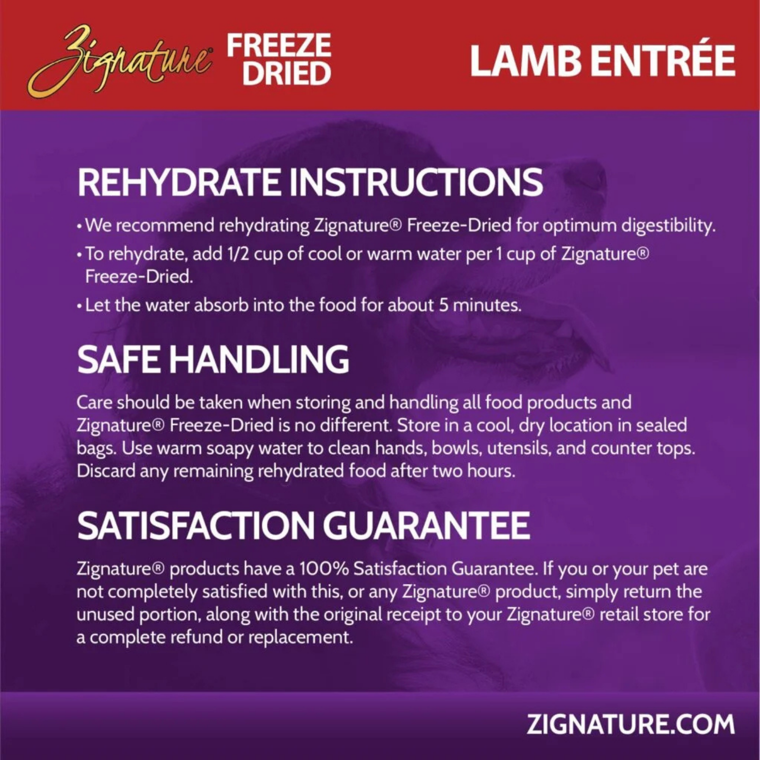Zignature Lamb Entrée Limited Ingredient Formula Freeze-Dried Dog Food
