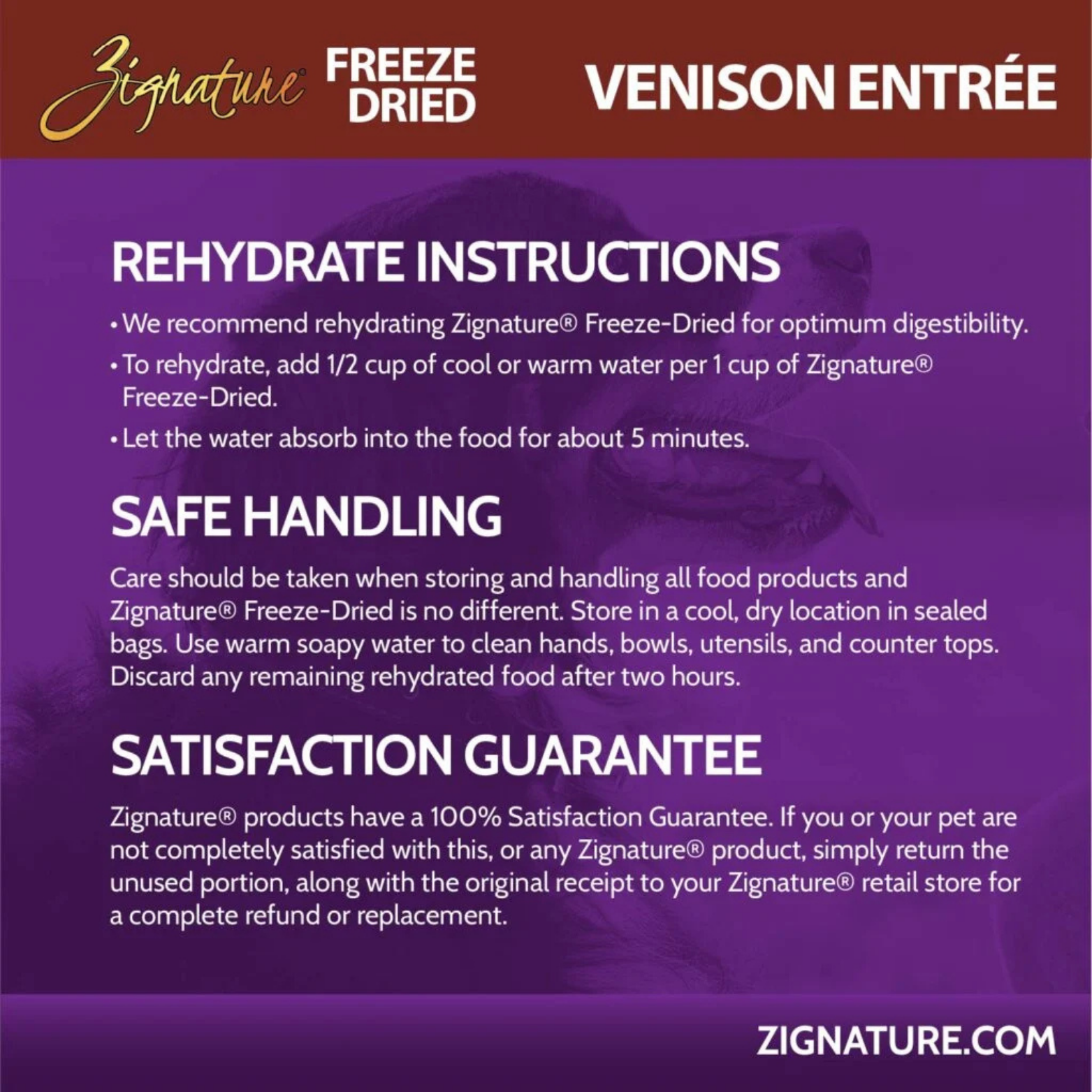 Zignature Venison Entrée Limited Ingredient Formula Freeze-Dried Dog Food