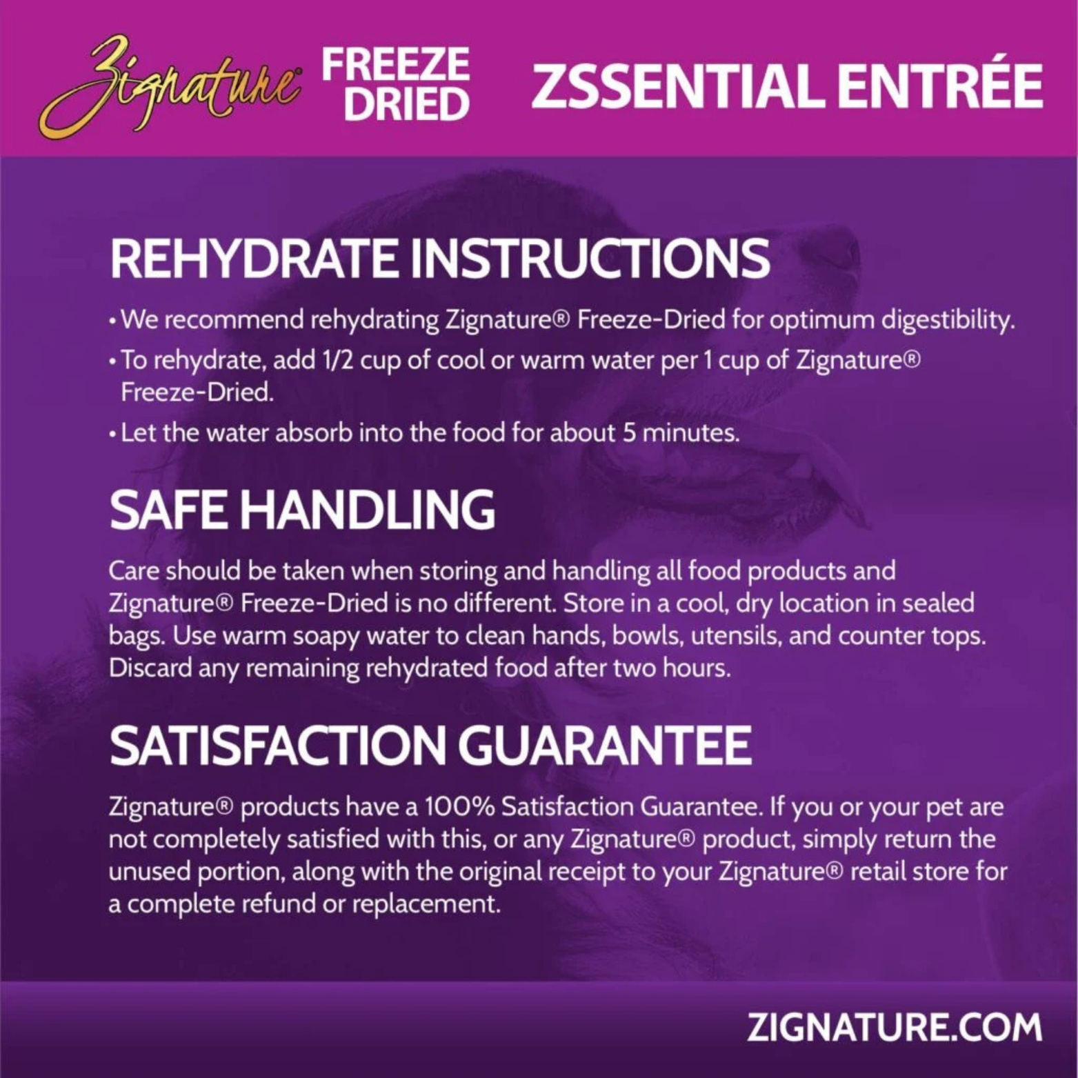 Zignature Zssential Entrée Limited Ingredient Formula Freeze-Dried Dog Food