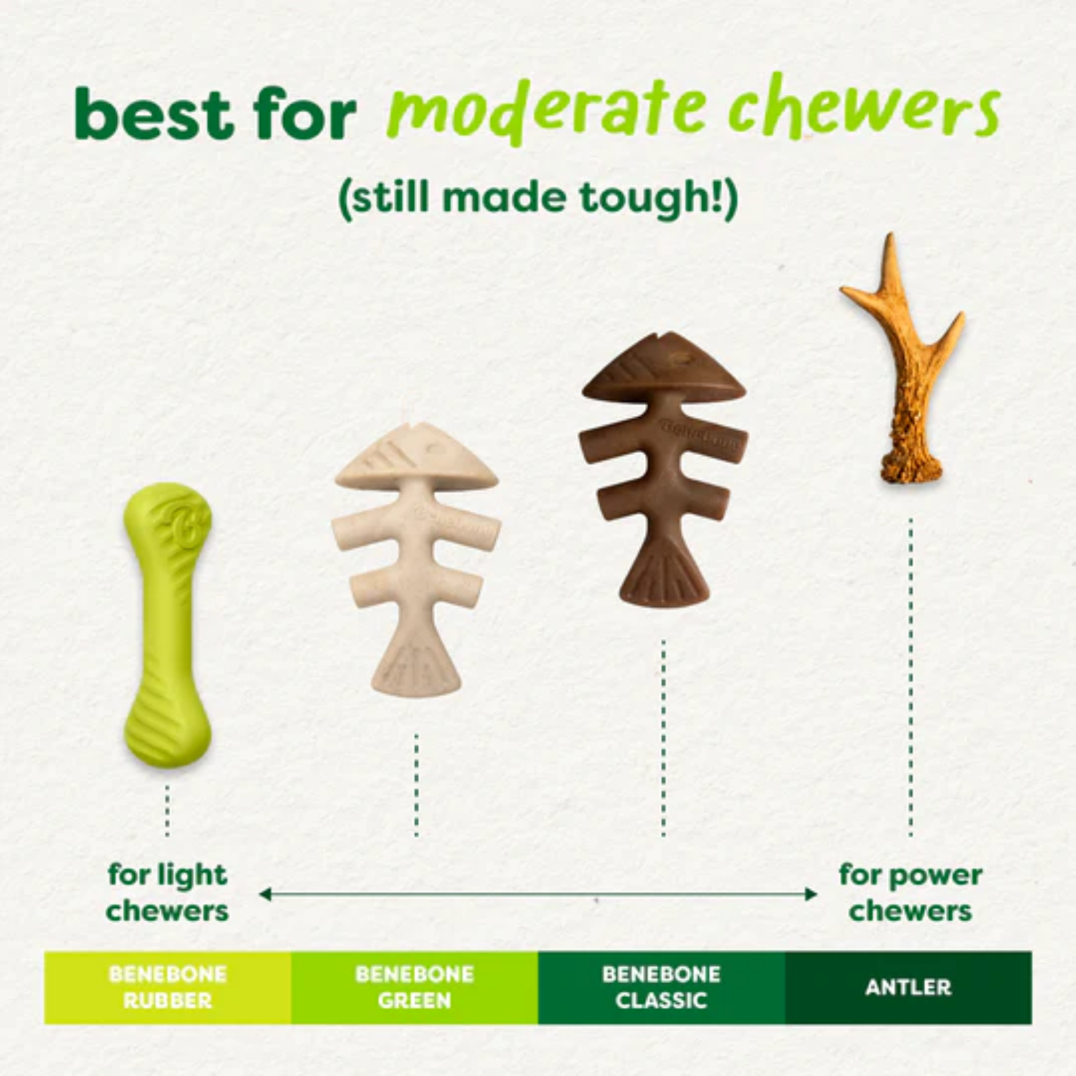 Benebone Eco Green Salmon Flavored Fishbone Dog Chew Toy