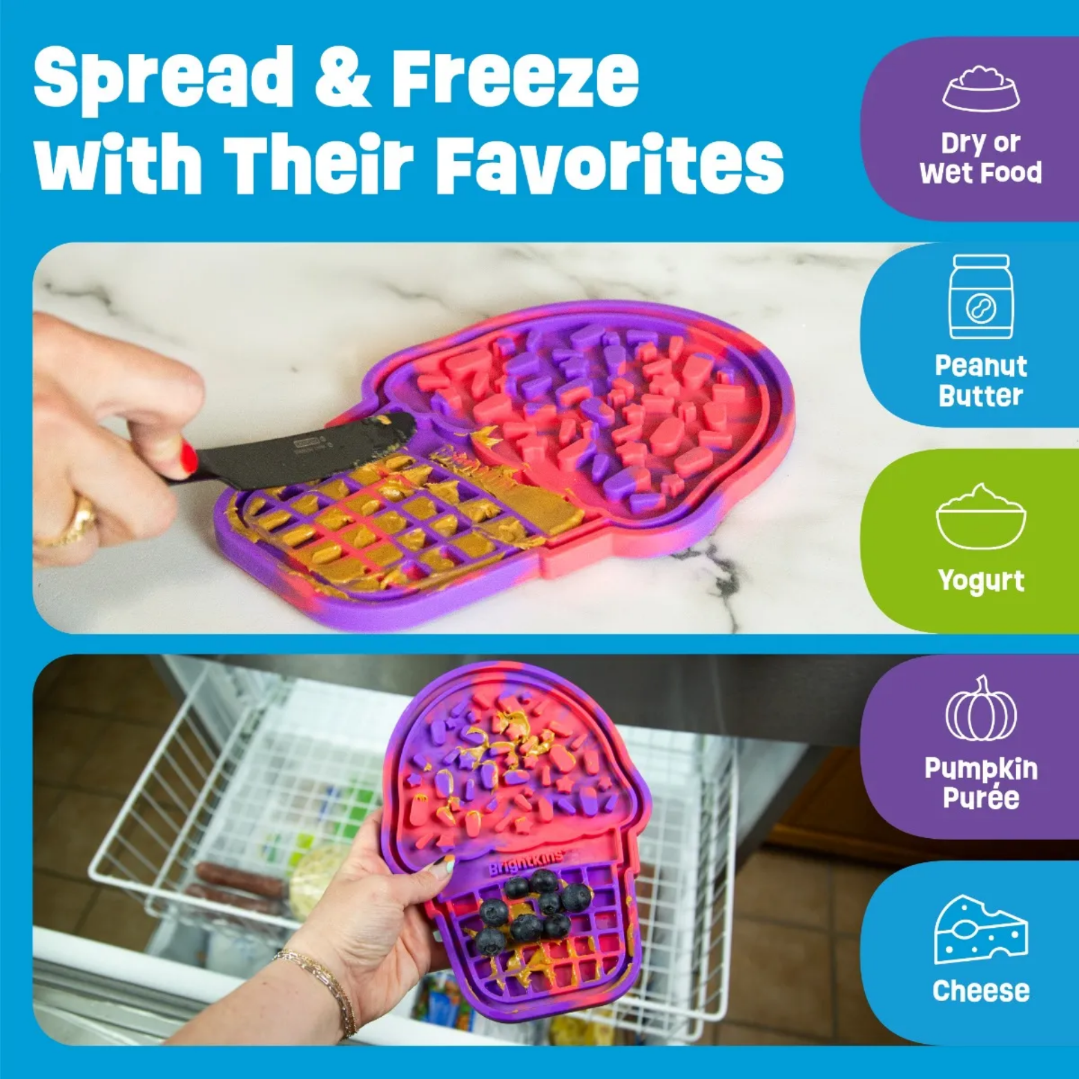 Brightkins Dog Tye-Dye Pup Cup Cone Lick Mat With Suction Cups Dog Toy